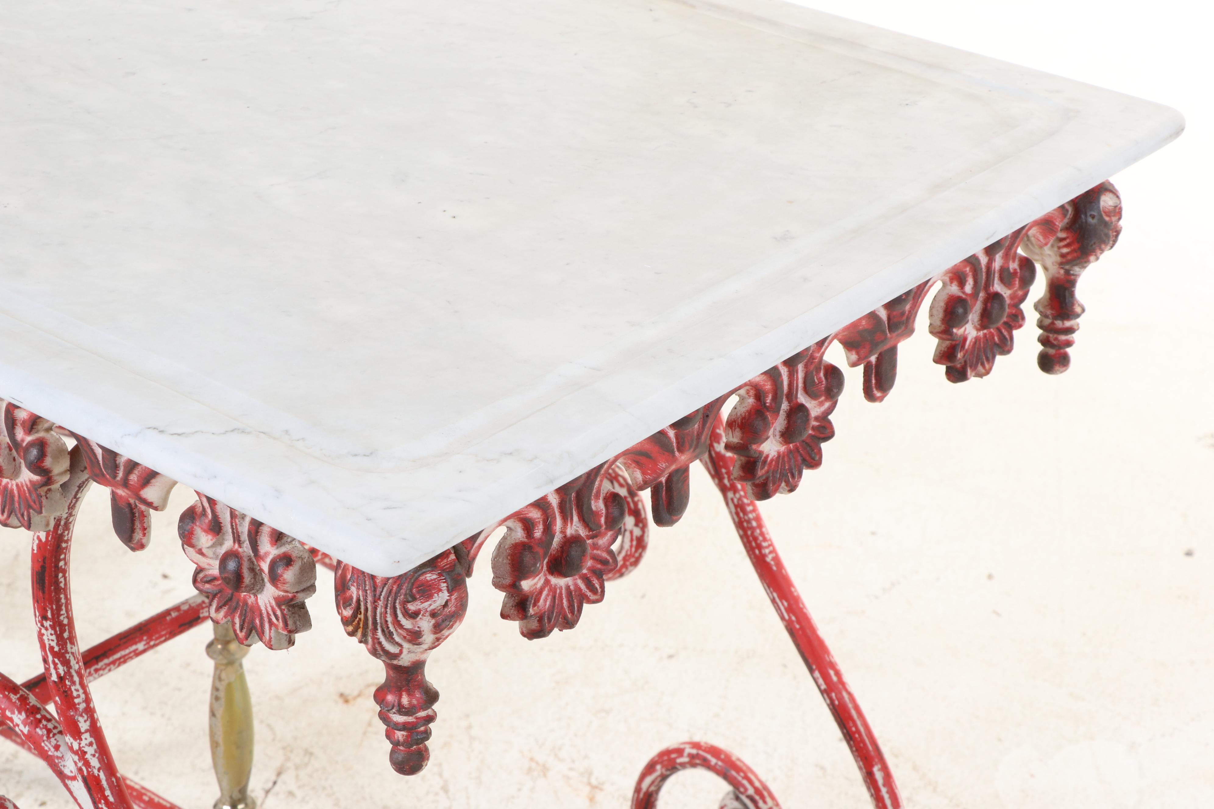 French Marble and Cast Iron Baker's Table