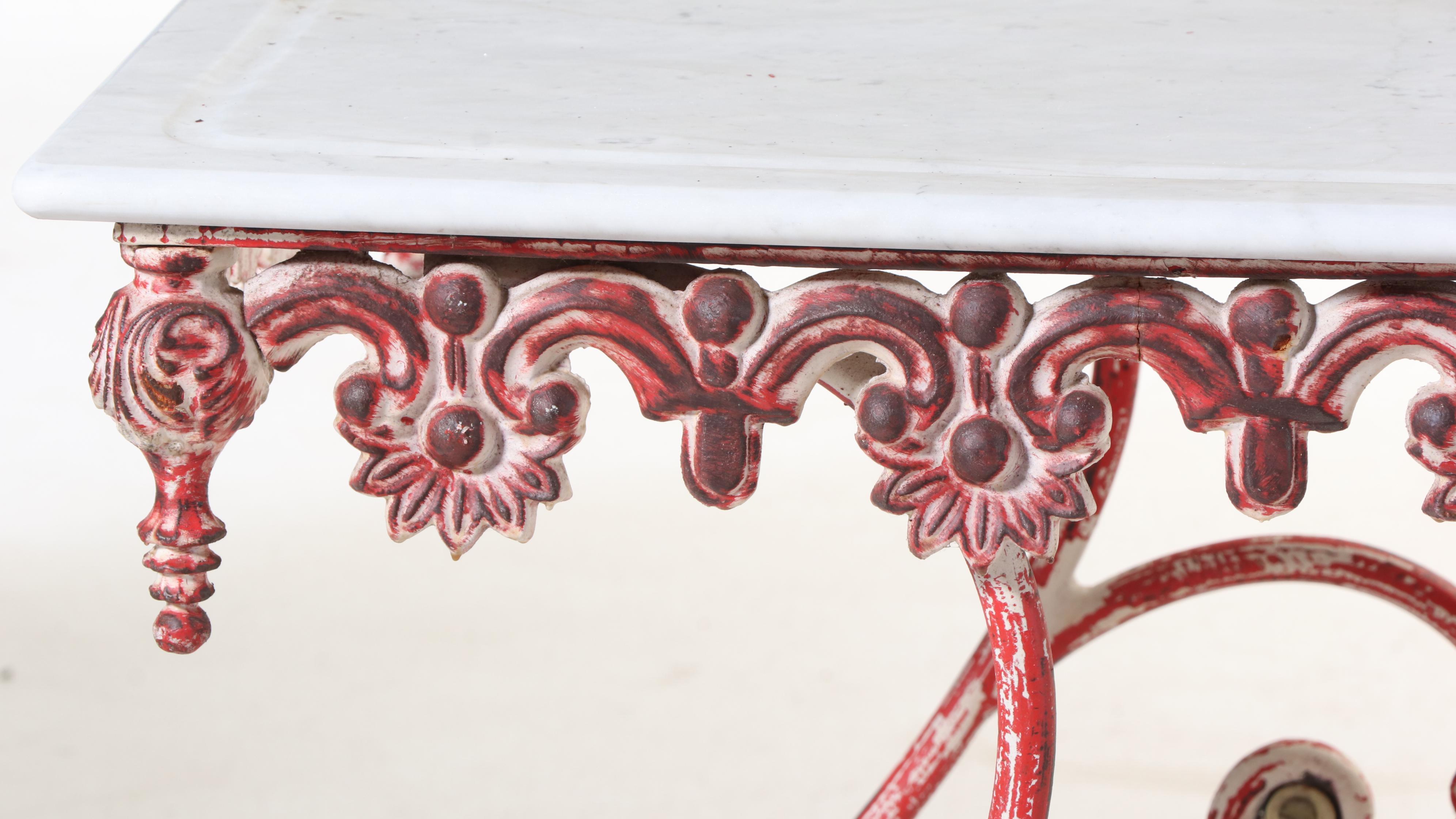 French Marble and Cast Iron Baker's Table