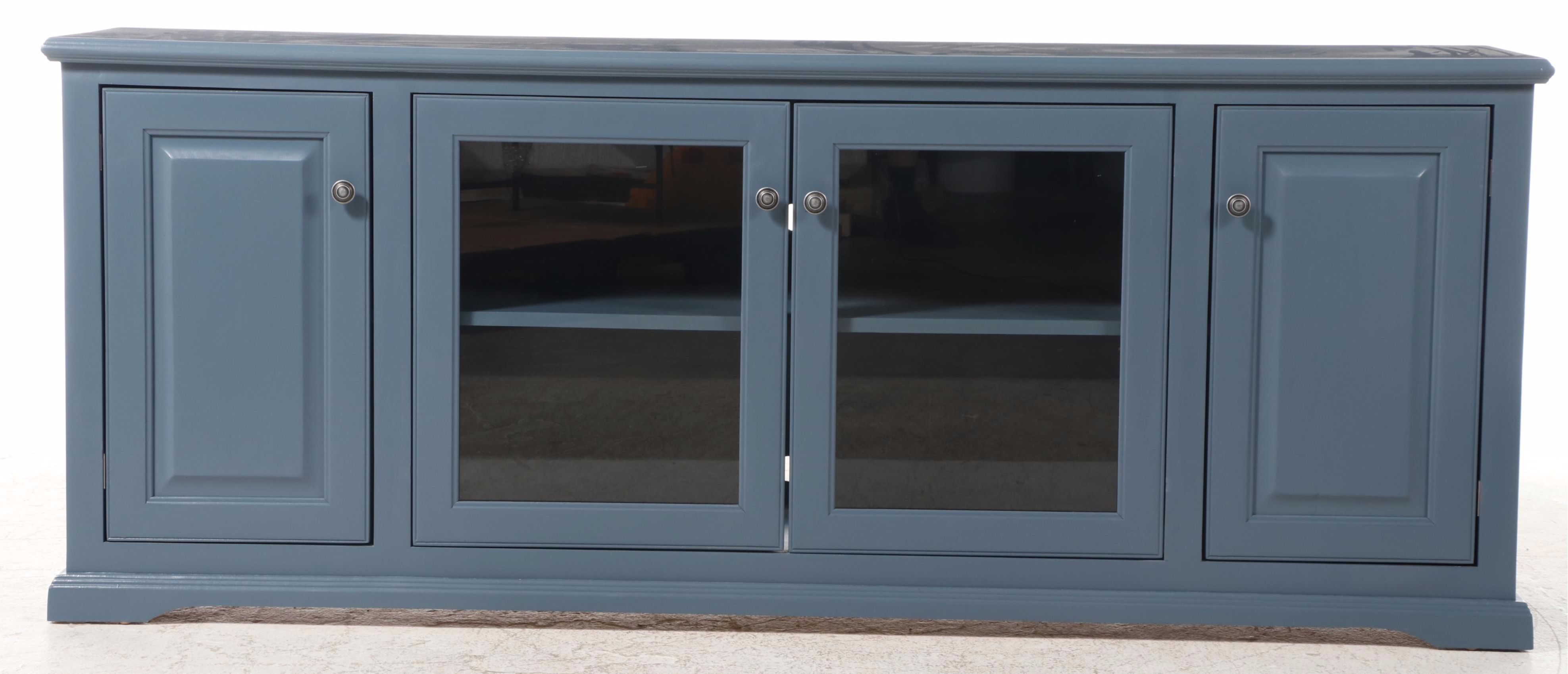 Contemporary Blue-Painted Media Console