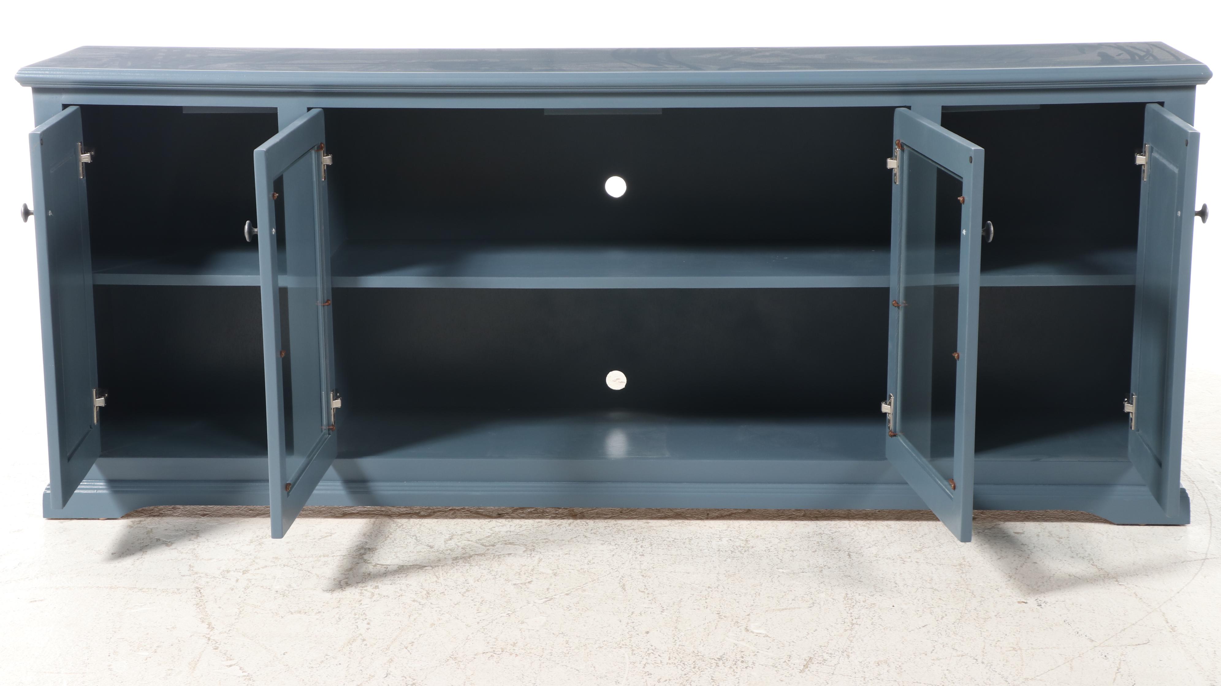 Contemporary Blue-Painted Media Console