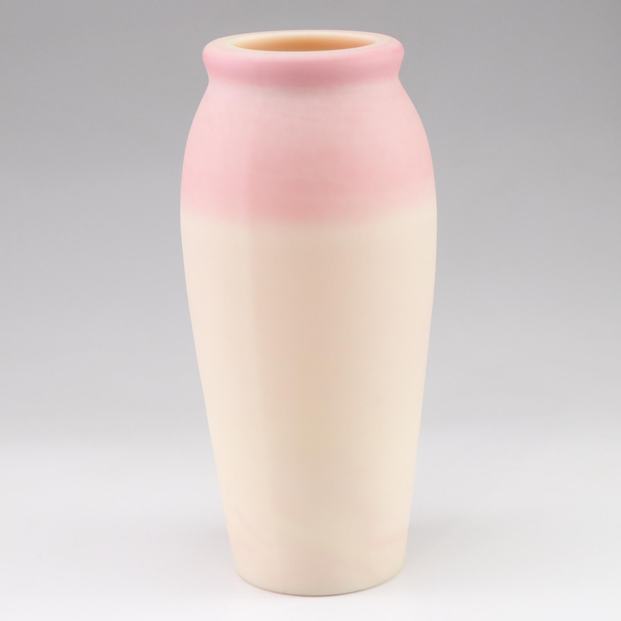 Fenton Burmese "Berries & Vine" Tall Hand Painted Vase Signed D Robinson