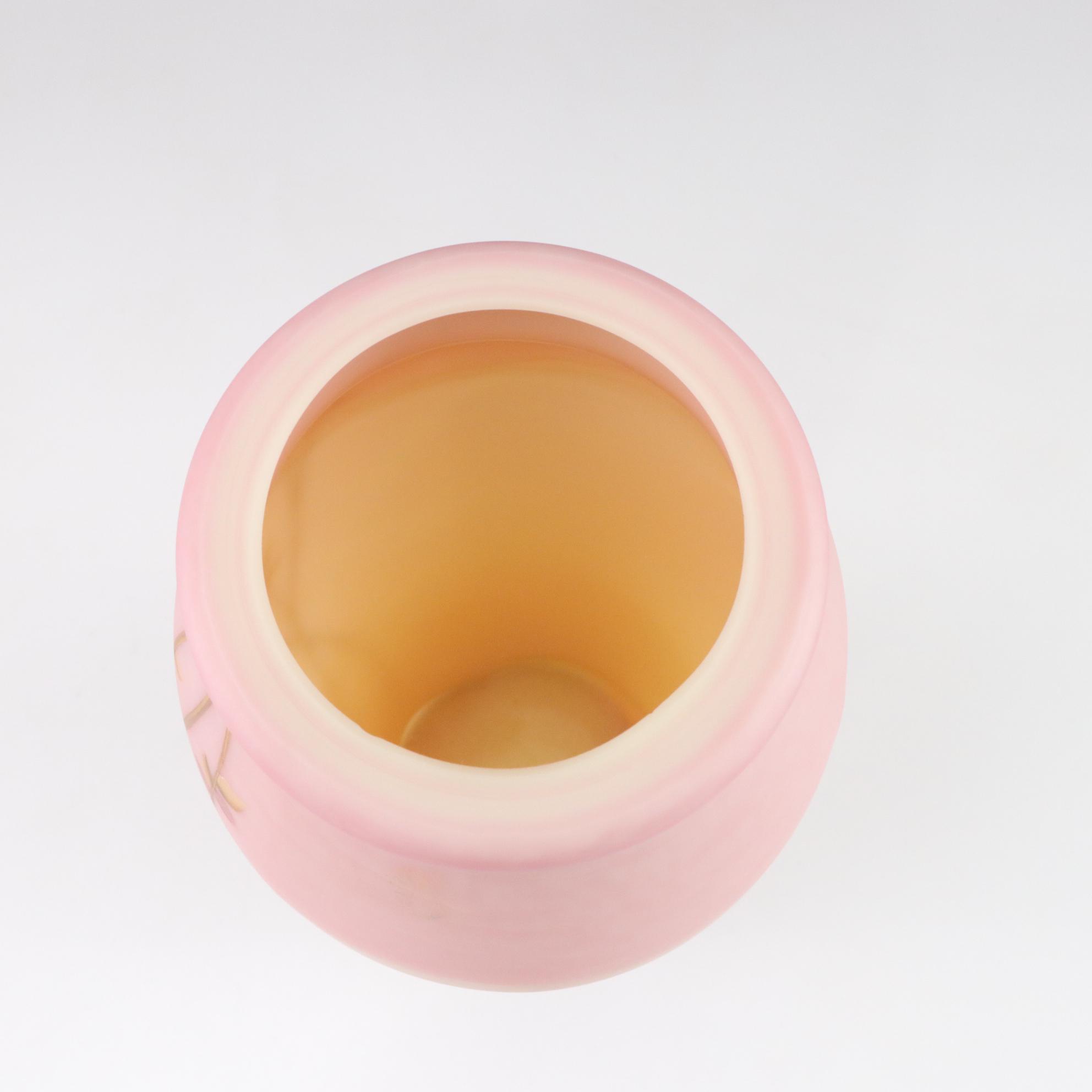 Fenton Burmese "Berries & Vine" Tall Hand Painted Vase Signed D Robinson