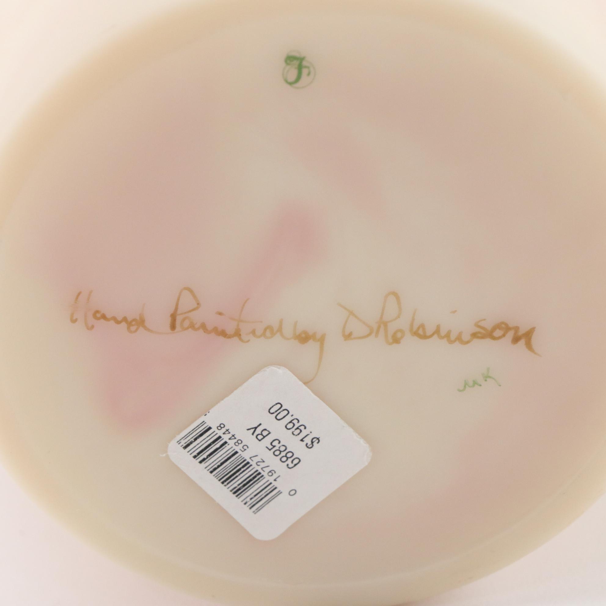 Fenton Burmese "Berries & Vine" Tall Hand Painted Vase Signed D Robinson