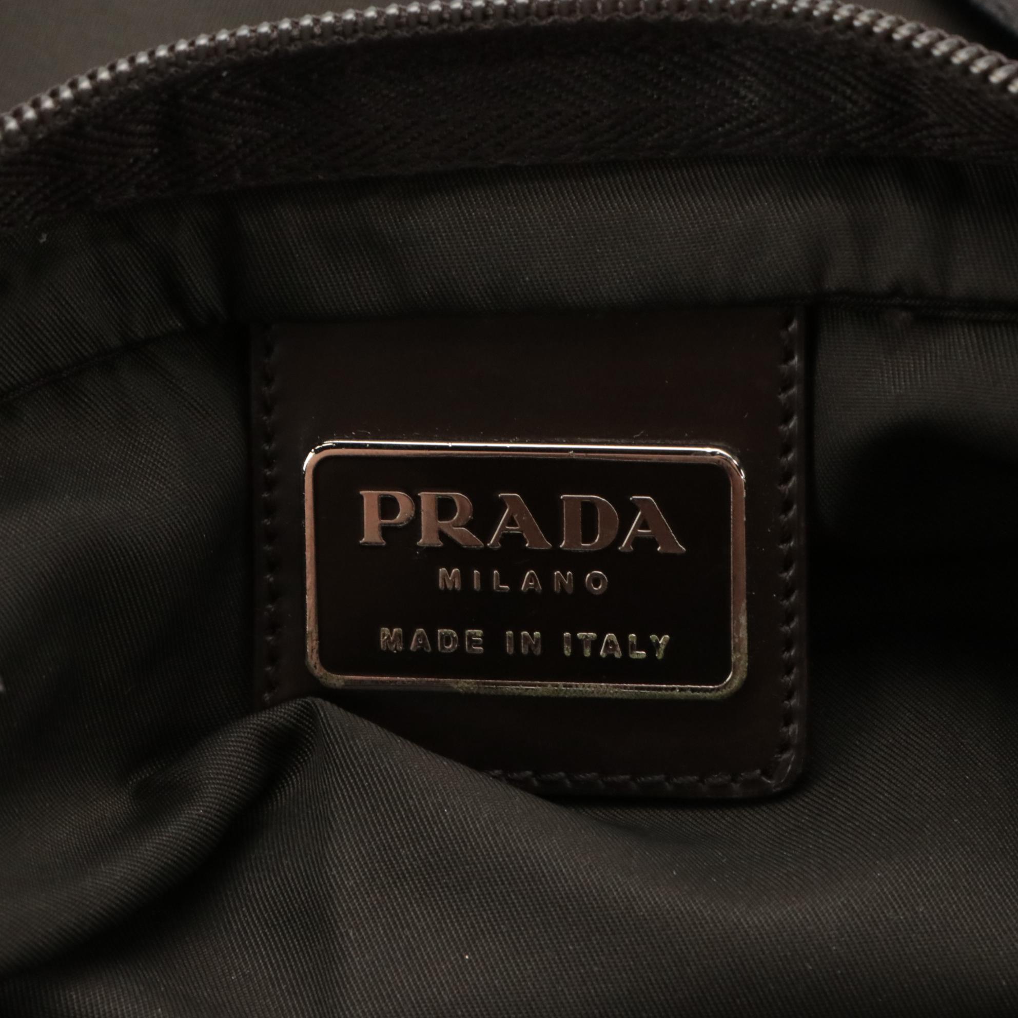 Prada Brown Nylon Flat Zippered Shoulder Tote Bag
