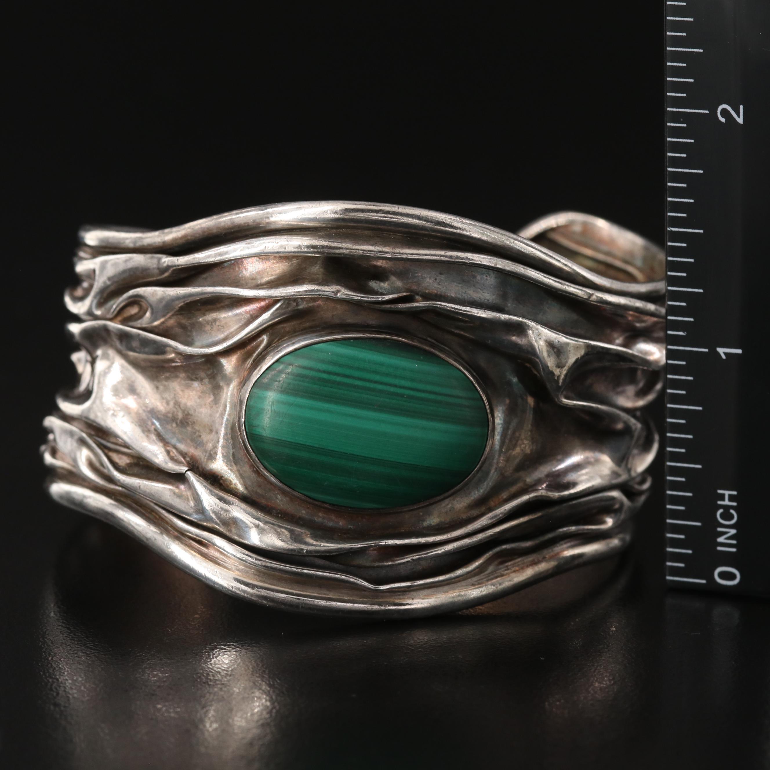 Dominique Dinouart Mexican Sterling Malachite Signed Cuff