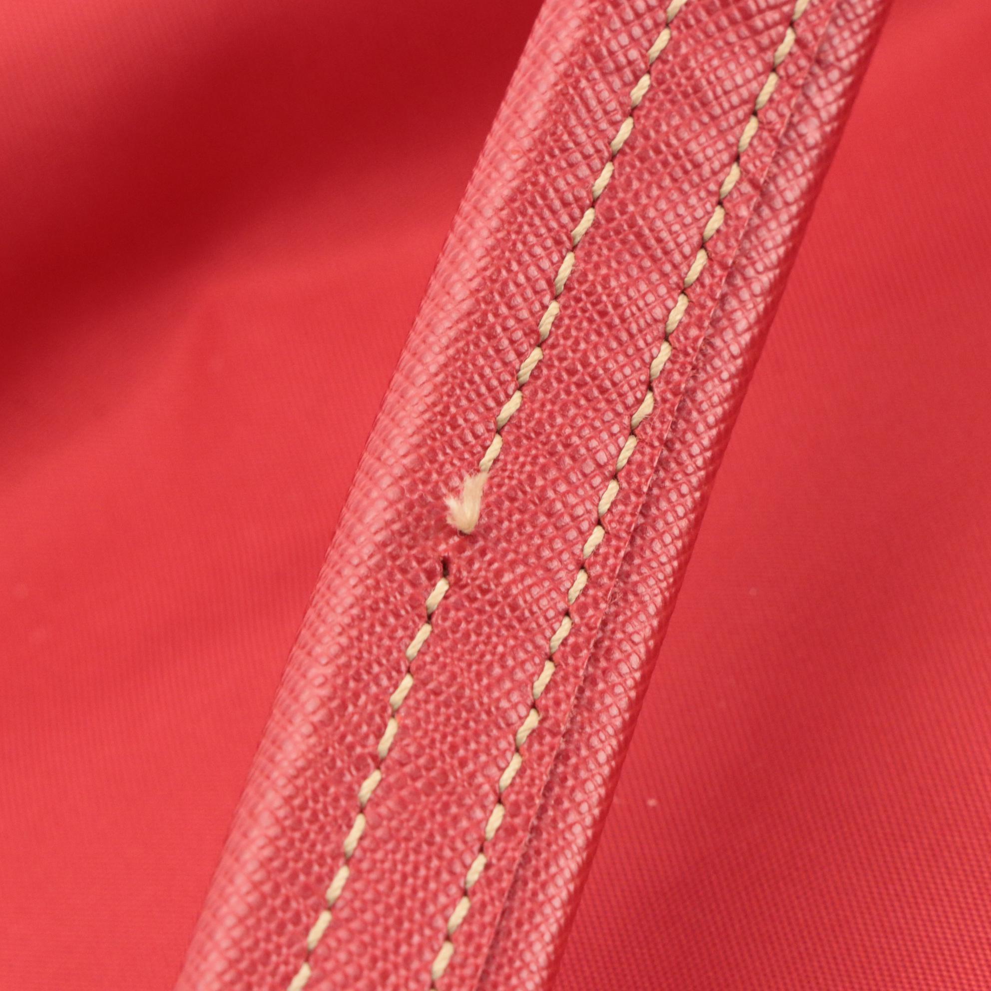 Prada Red Tessuto Nylon Hobo Shoulder Bag with Leather Trim