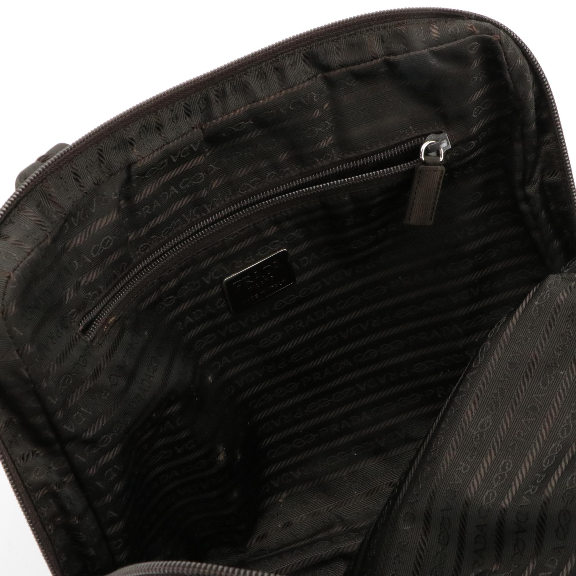 Prada Deep Brown Tessuto Nylon Shoulder Bag