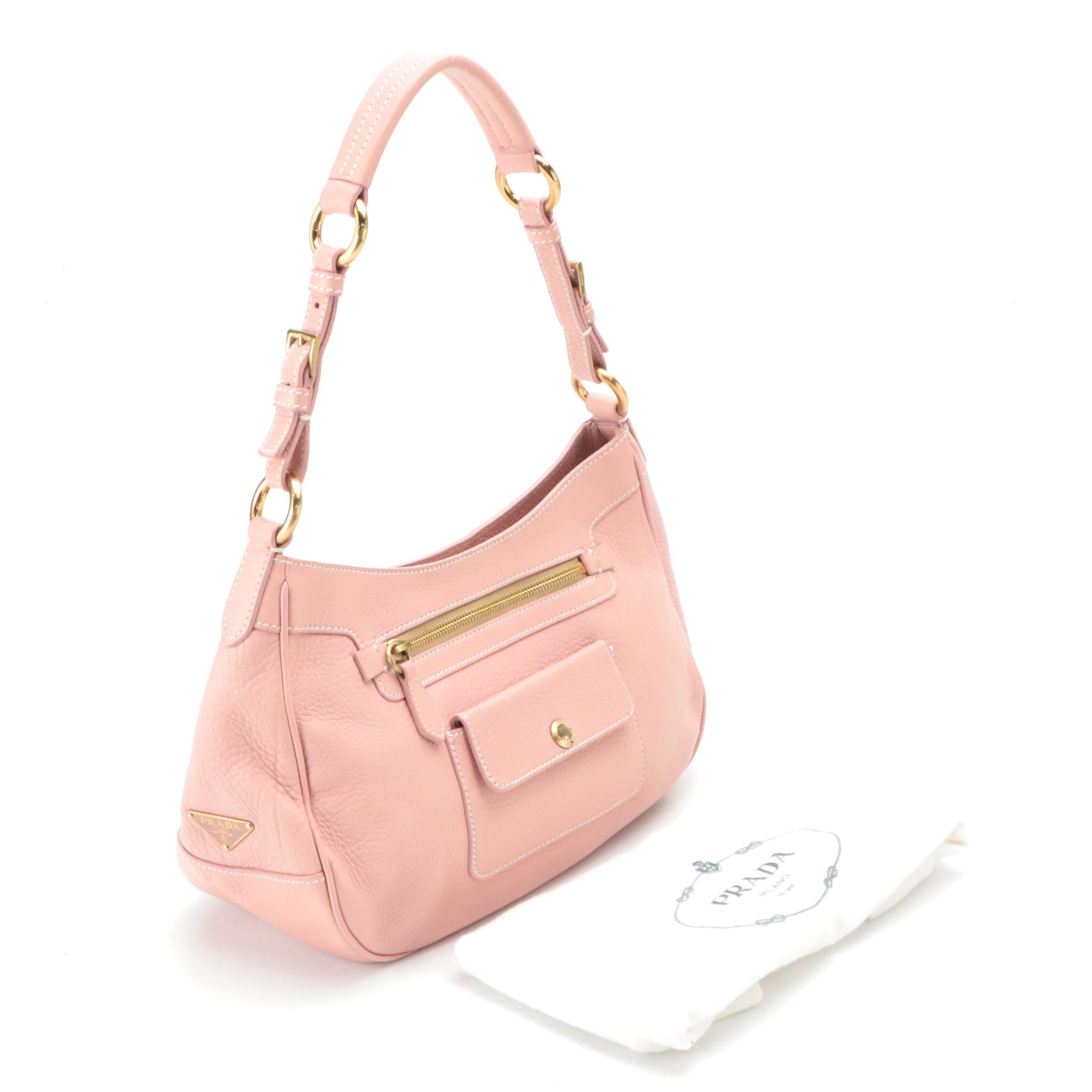 Prada Baby Pink Grained Leather Shoulder Bag