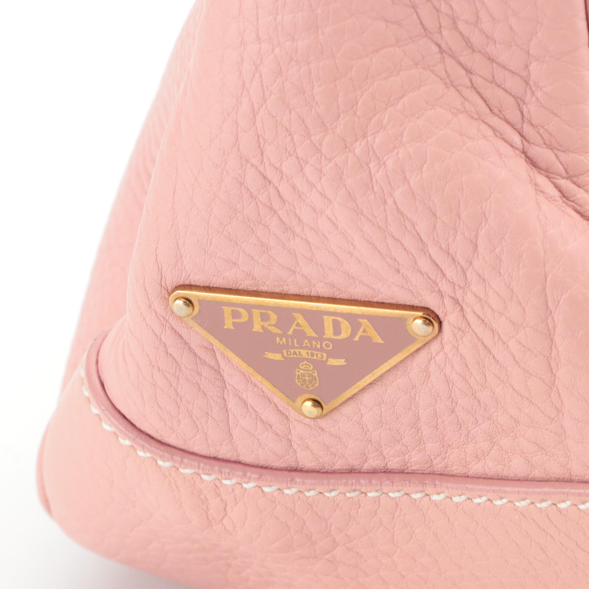 Prada Baby Pink Grained Leather Shoulder Bag