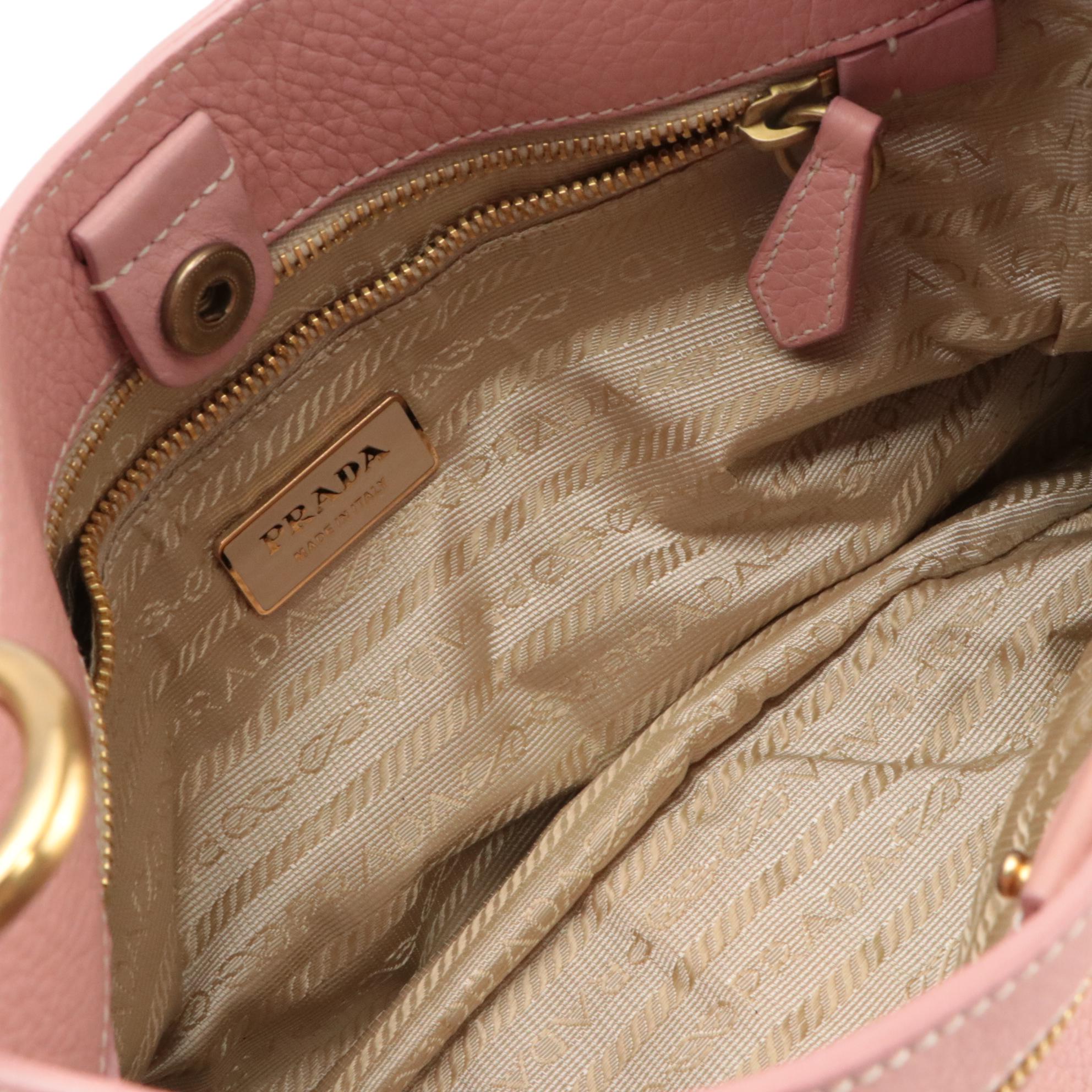 Prada Baby Pink Grained Leather Shoulder Bag