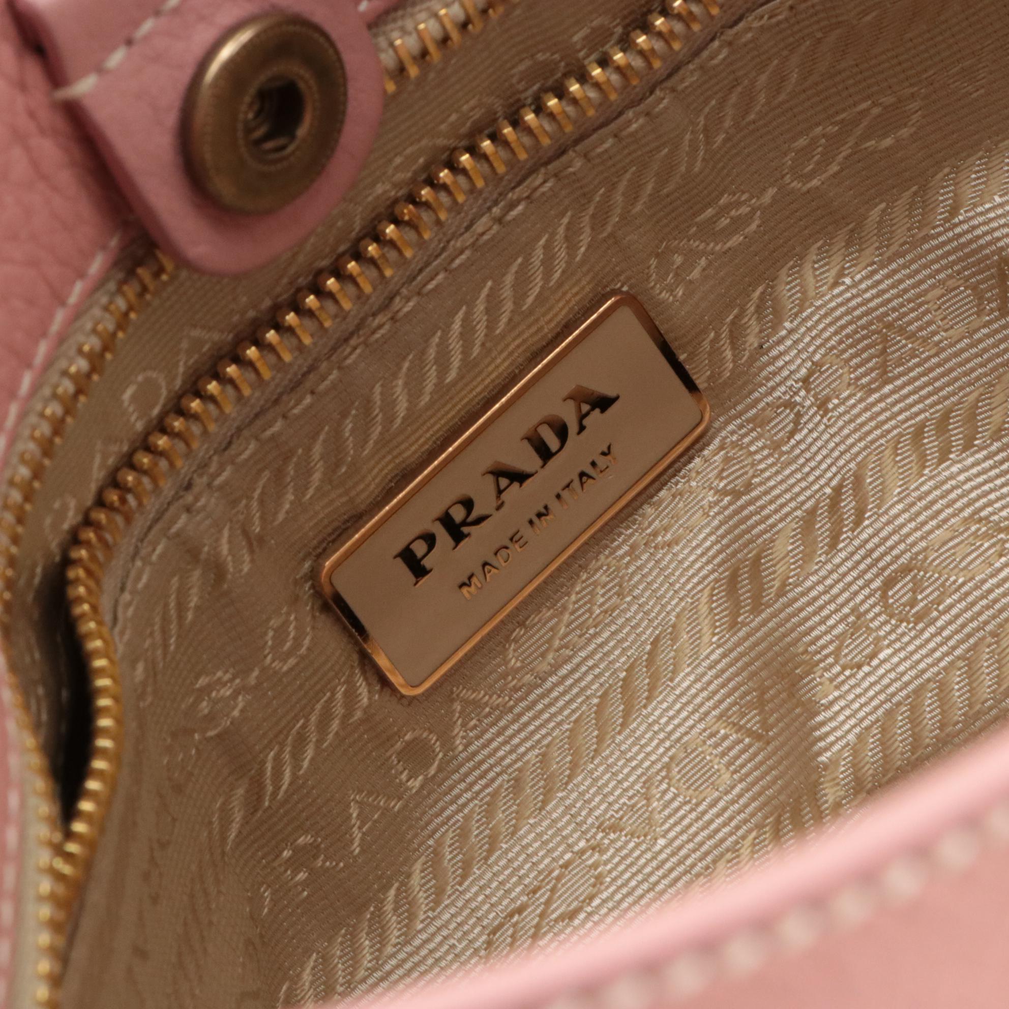 Prada Baby Pink Grained Leather Shoulder Bag