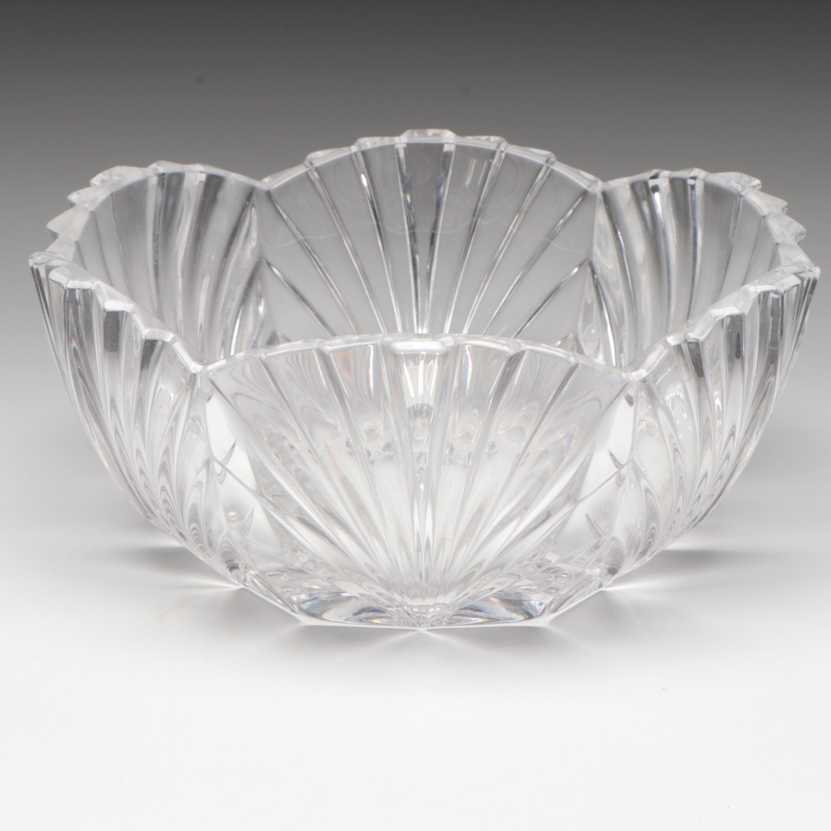 Handmade Art Glass Candy in Cut Crystal Bowl