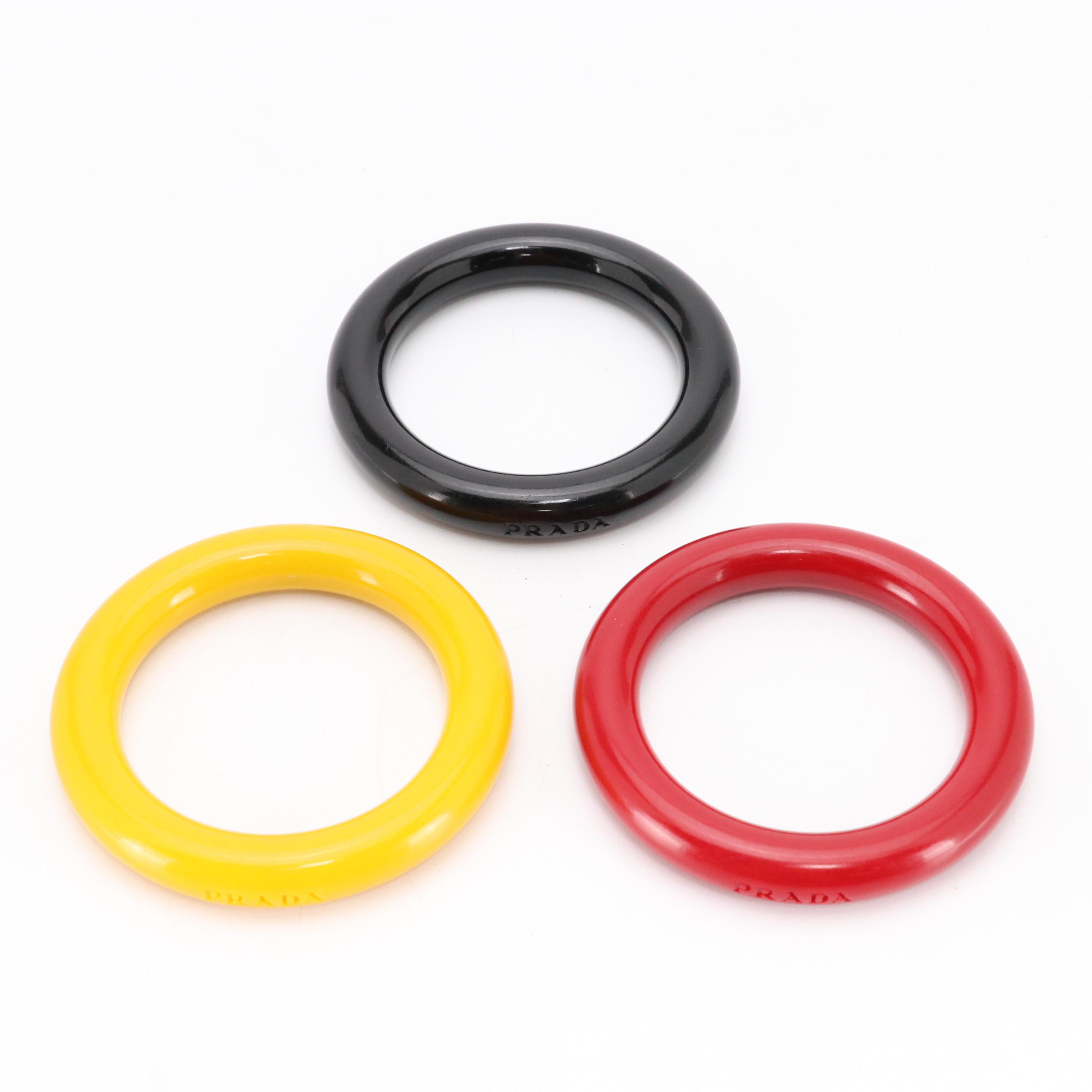 Prada Logo Black/Red/Yellow Bangle Bracelets
