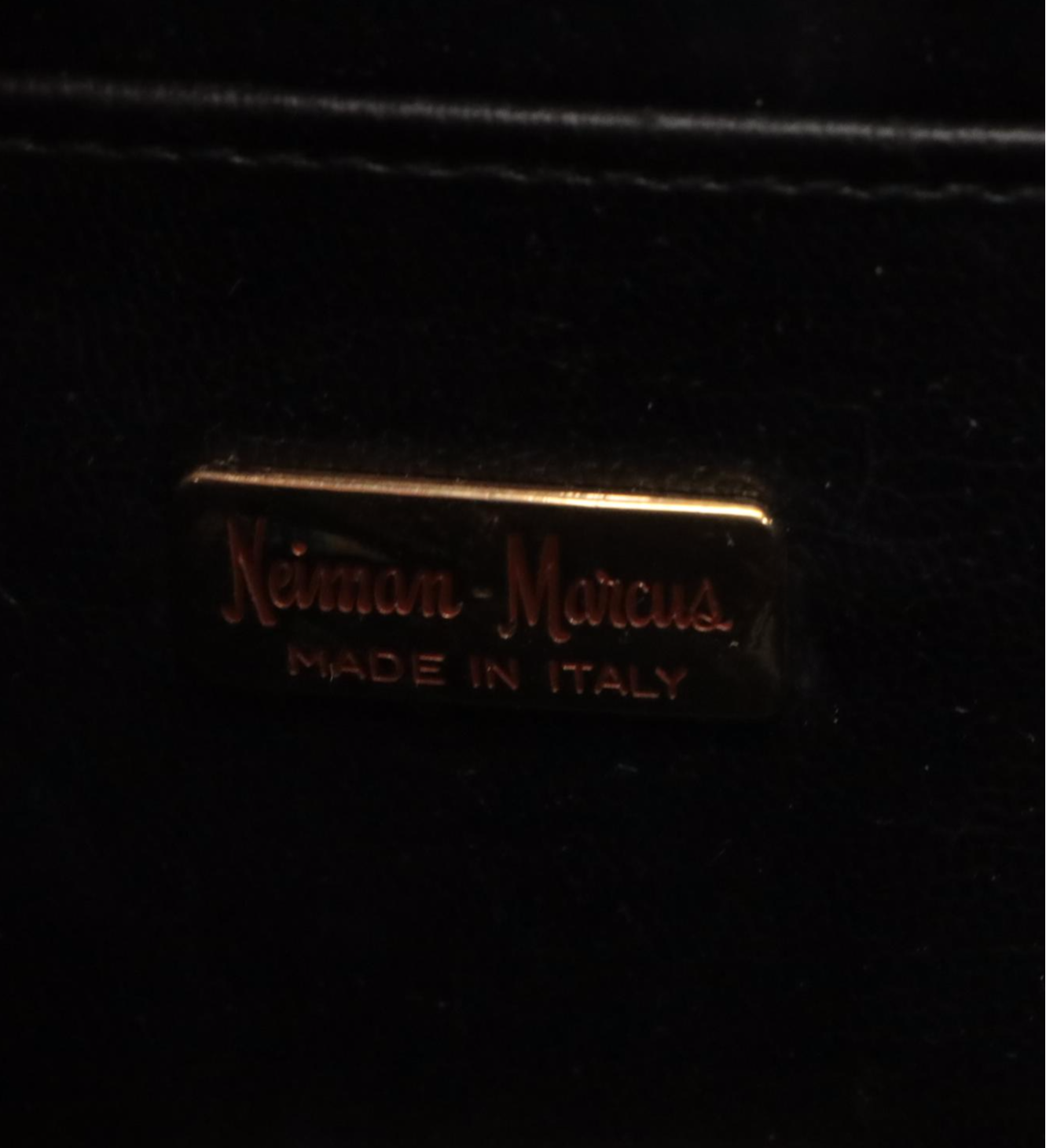 Neiman Marcus Grained Leather Flap Clutch, Embossed Crossbody Kiss-lock Clutch