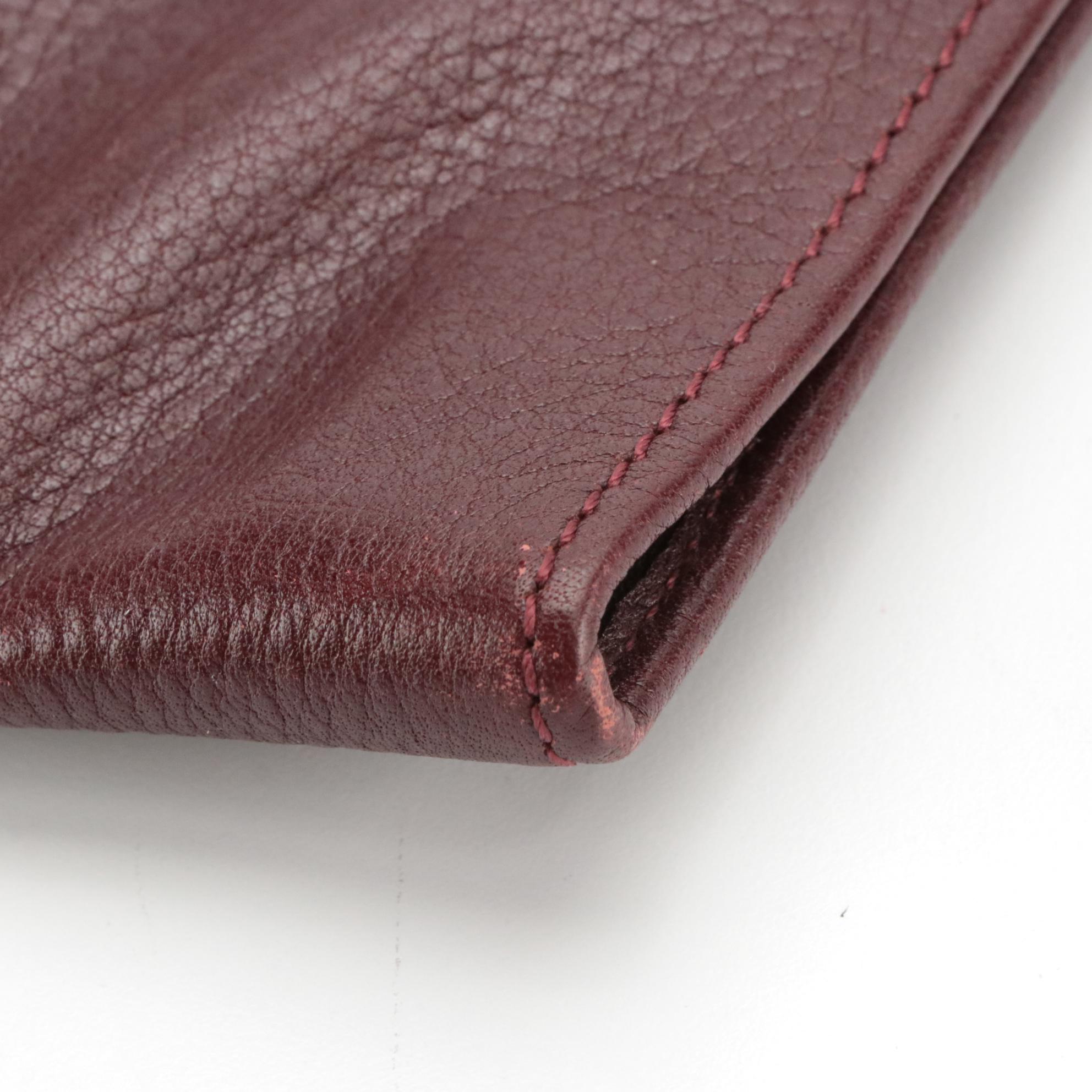 Neiman Marcus Grained Leather Flap Clutch, Embossed Crossbody Kiss-lock Clutch