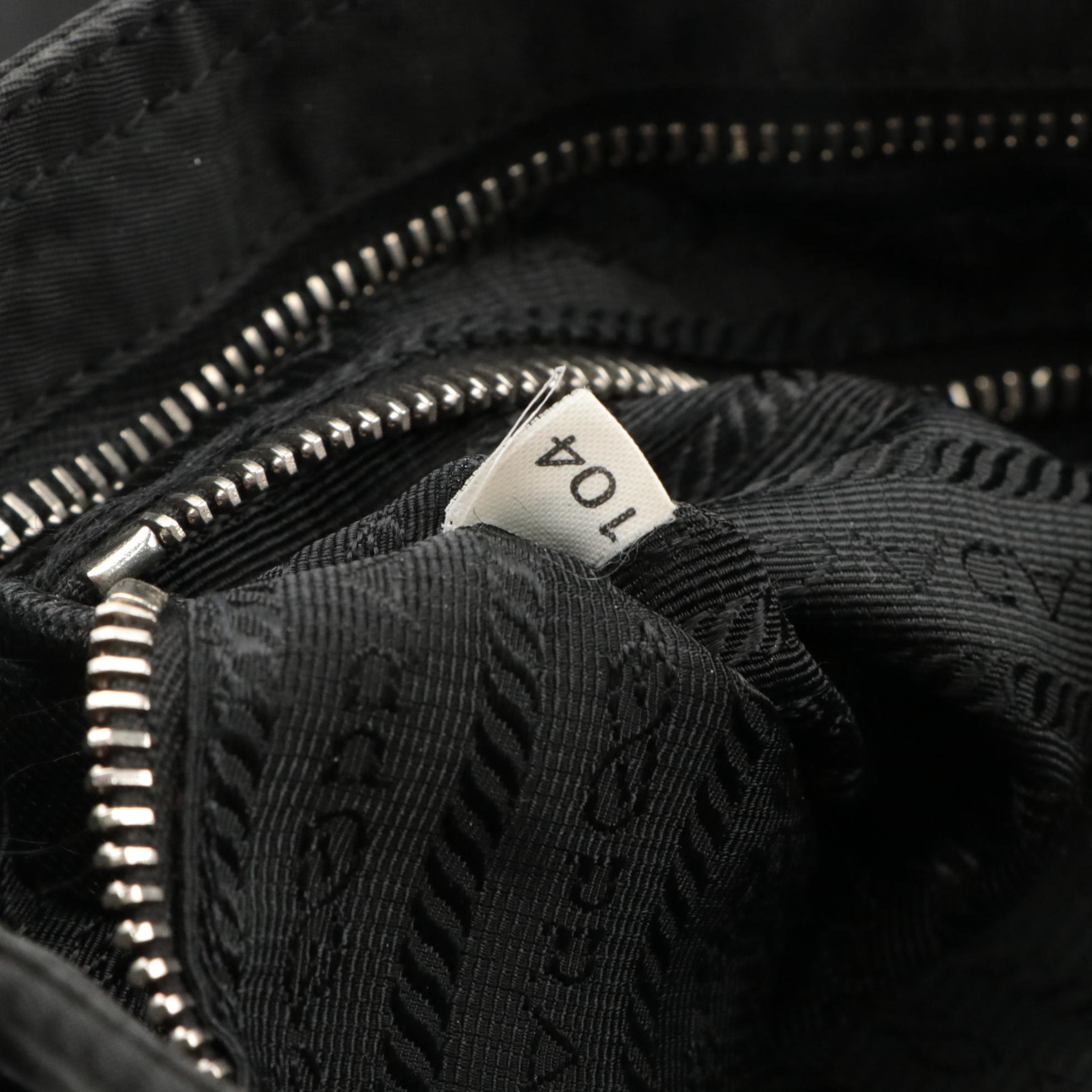 Prada Double Front Pocket Shoulder Bag in Nylon and Saffiano Leather