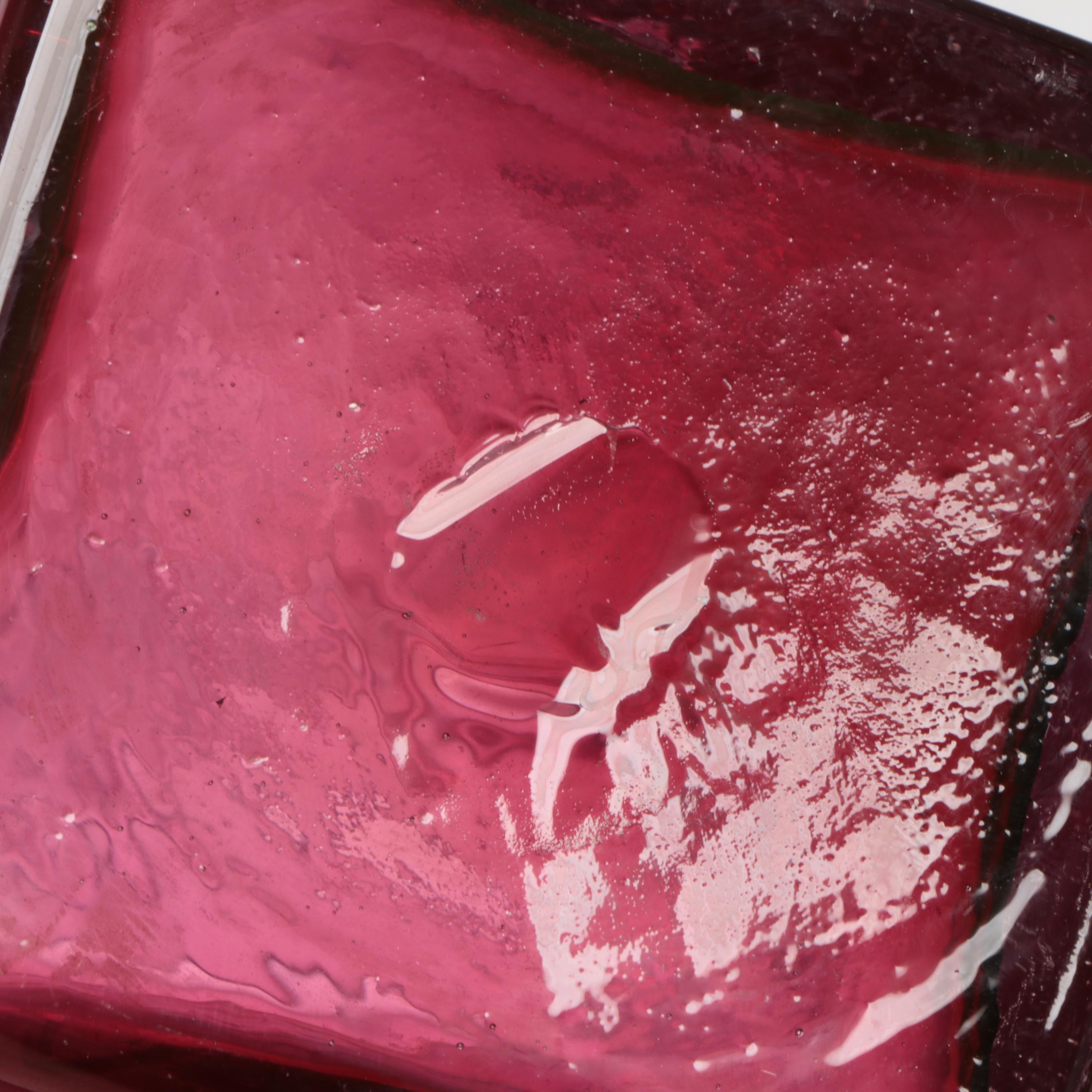 Michael Sosin Handblown Purple and Cranberry Art Glass Vases, Late 20th Century