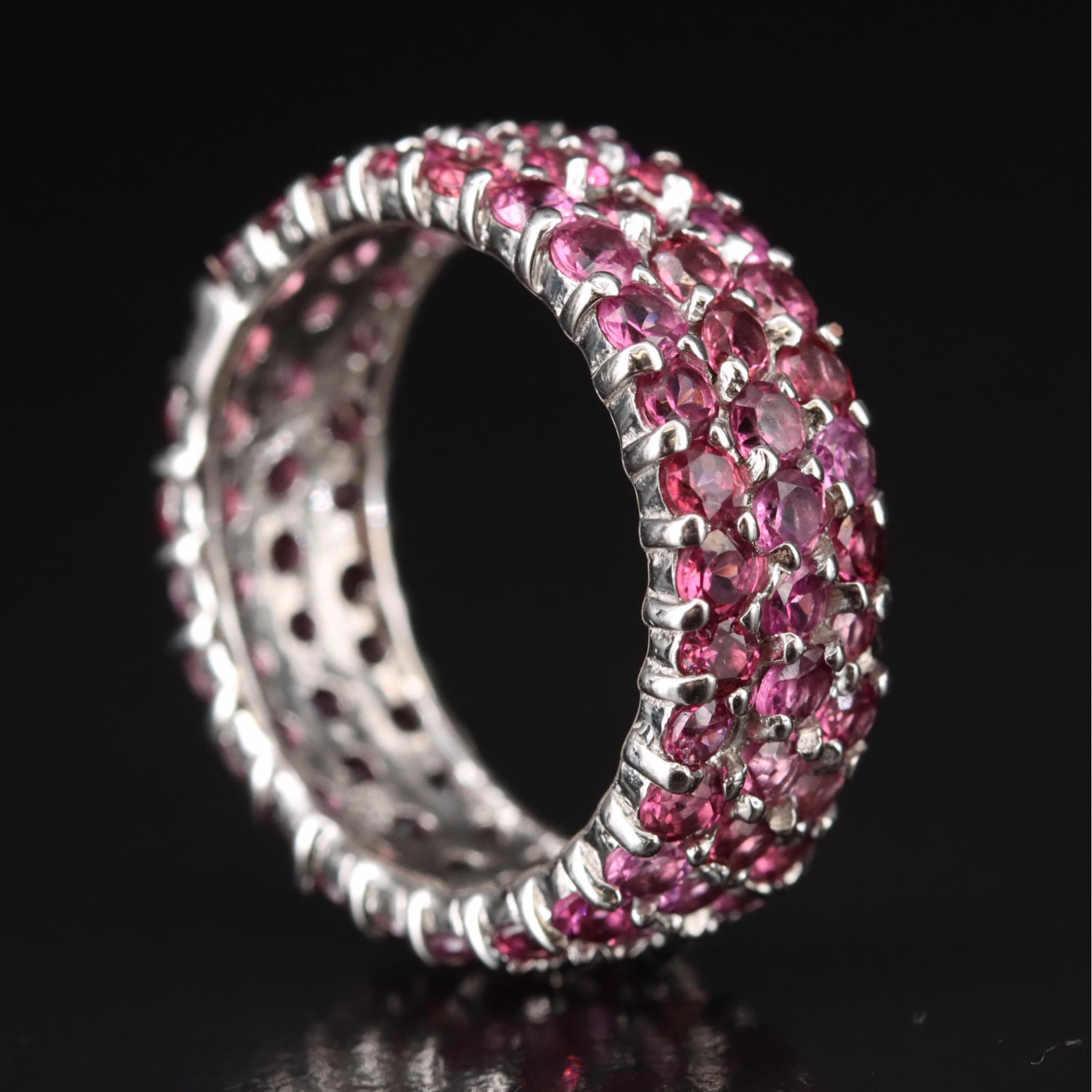 Sterling Garnet Eternity Band