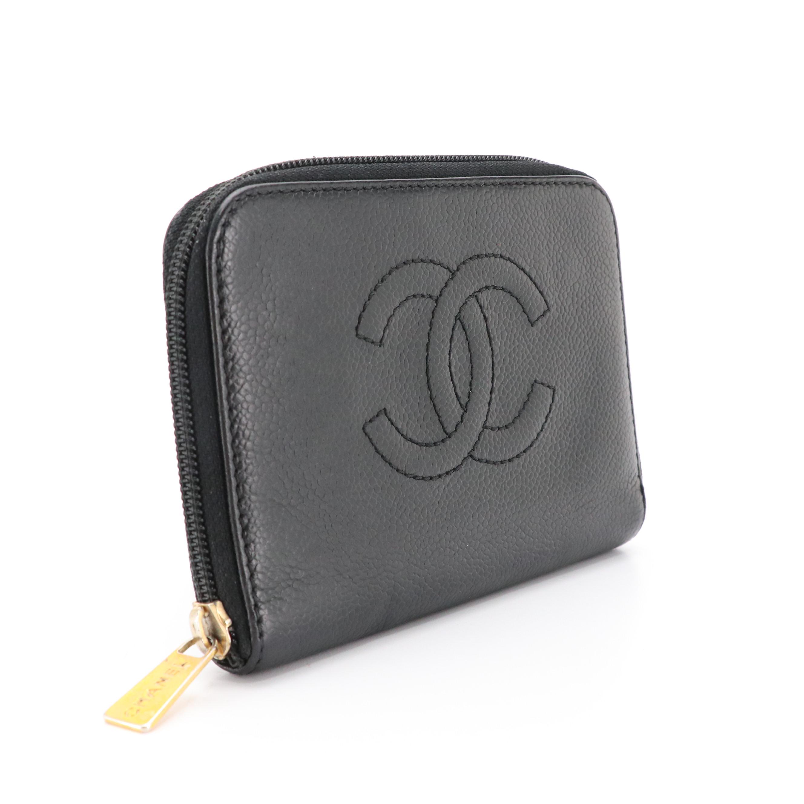 Chanel Timeless CC Zip-Around Wallet in Black Caviar Leather