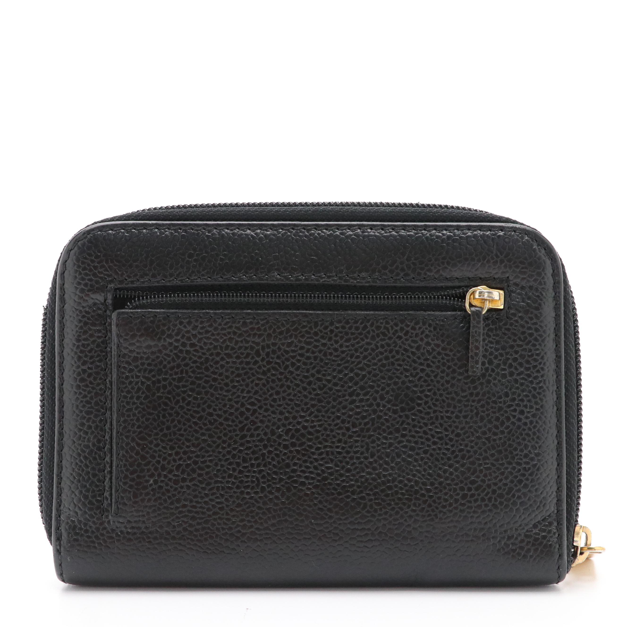 Chanel Timeless CC Zip-Around Wallet in Black Caviar Leather