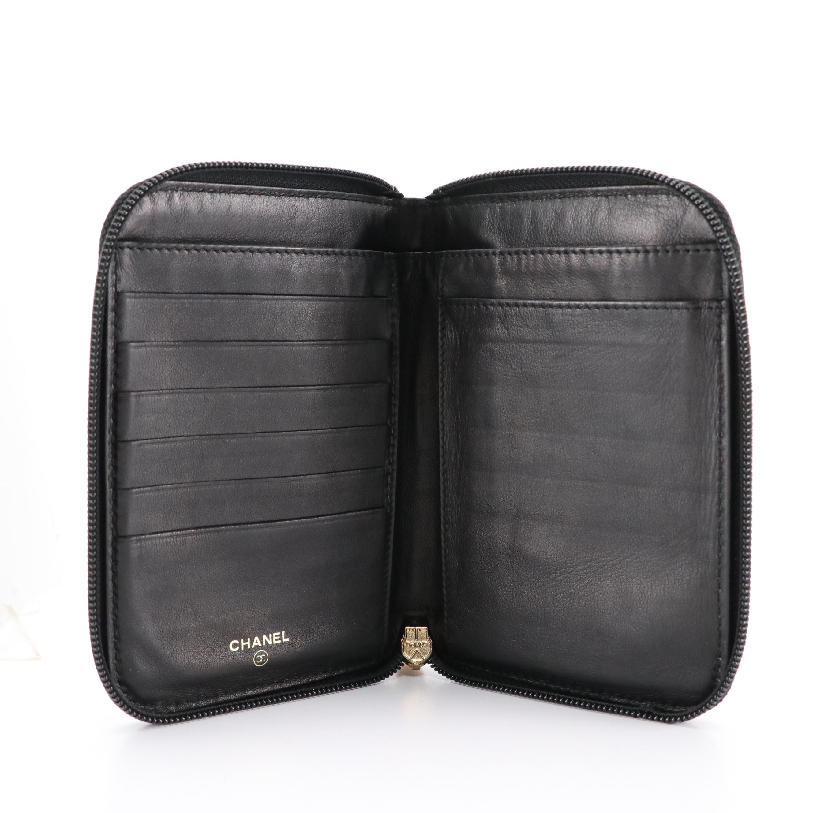 Chanel Timeless CC Zip-Around Wallet in Black Caviar Leather