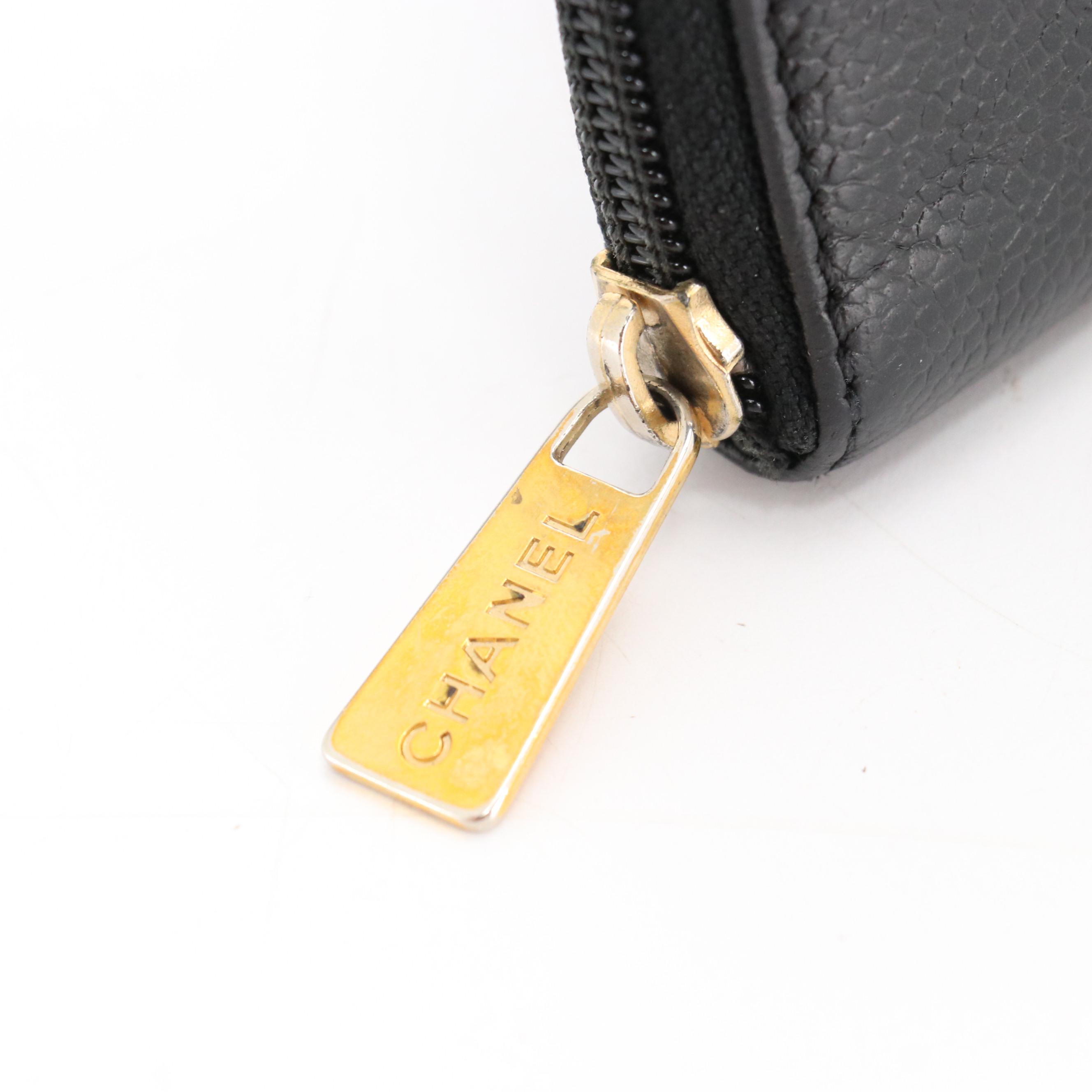 Chanel Timeless CC Zip-Around Wallet in Black Caviar Leather
