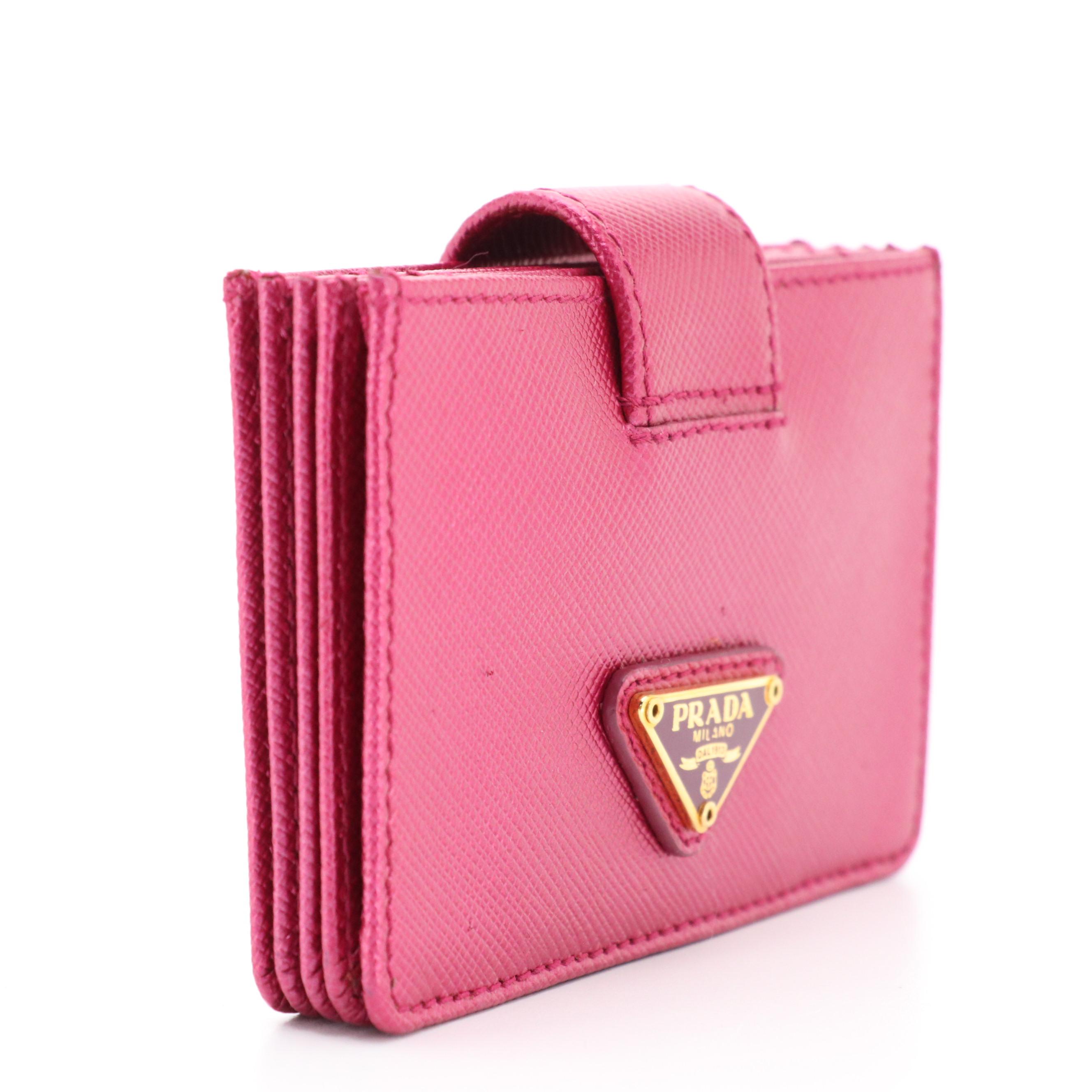 Prada Card Case 1M1211 in Metallic Hibiscus Saffiano Leather with Tag and Box