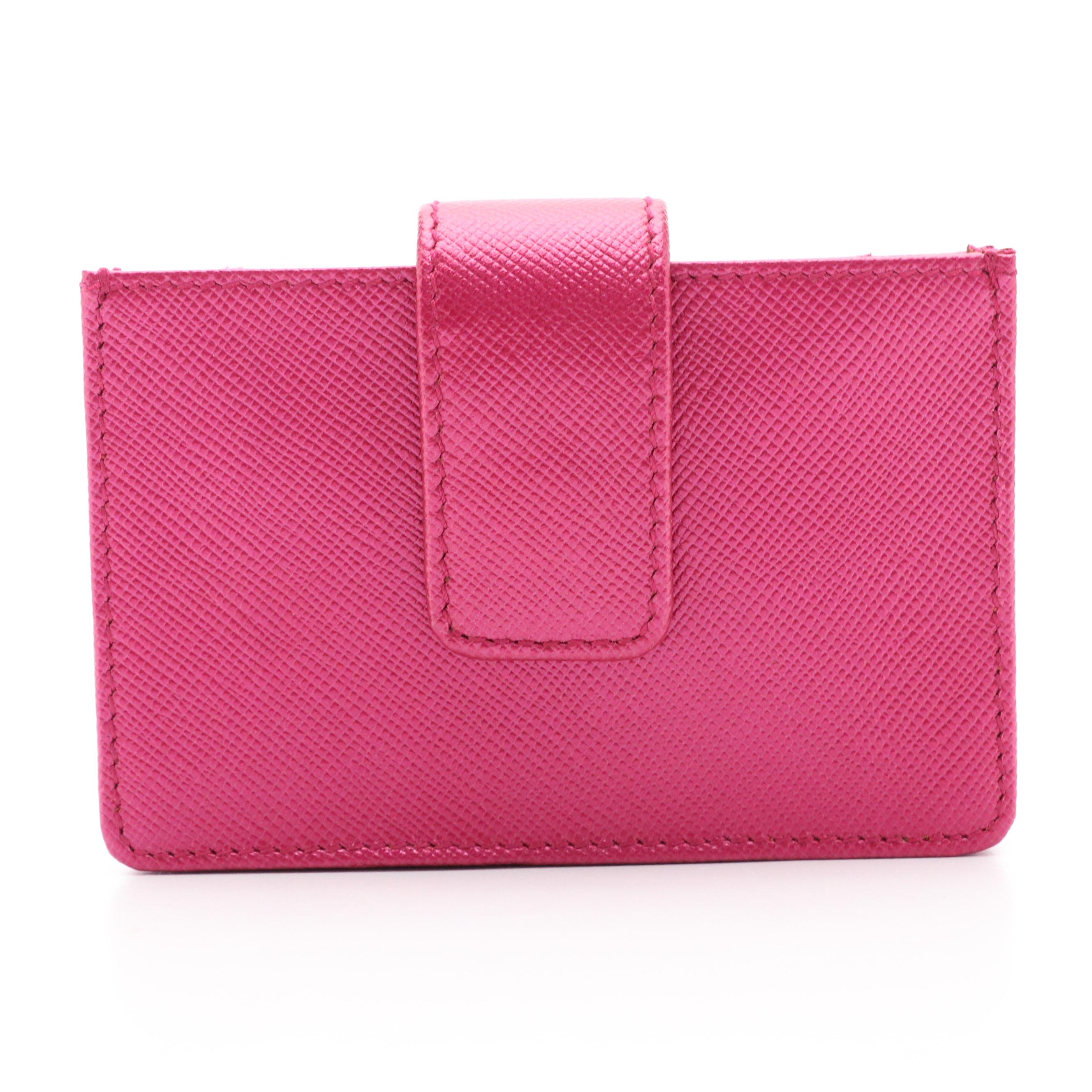 Prada Card Case 1M1211 in Metallic Hibiscus Saffiano Leather with Tag and Box