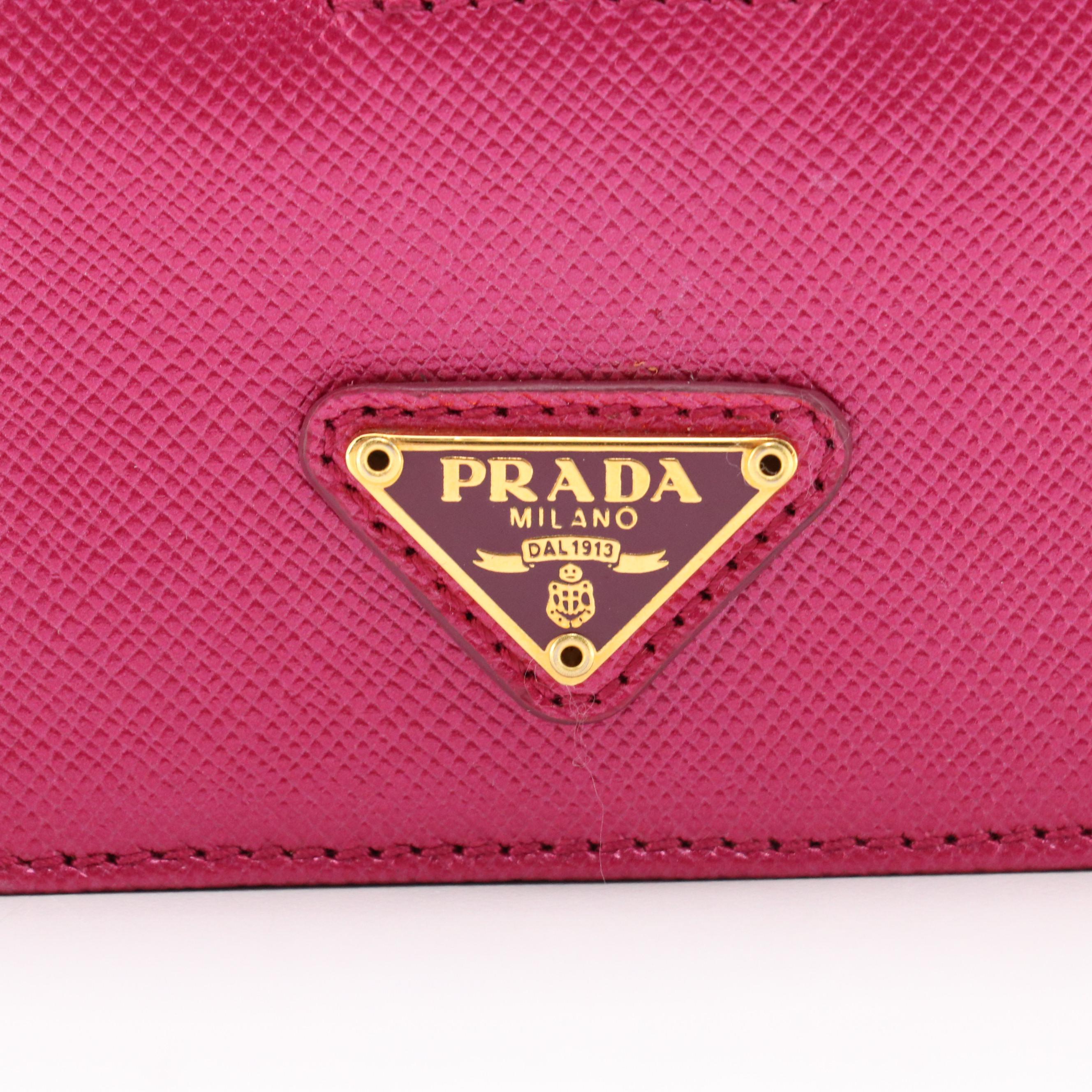 Prada Card Case 1M1211 in Metallic Hibiscus Saffiano Leather with Tag and Box