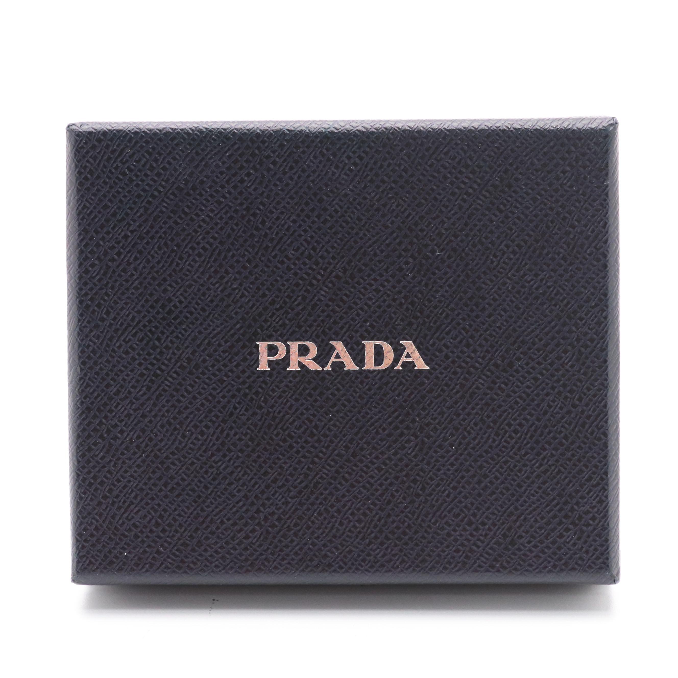 Prada Card Case 1M1211 in Metallic Hibiscus Saffiano Leather with Tag and Box