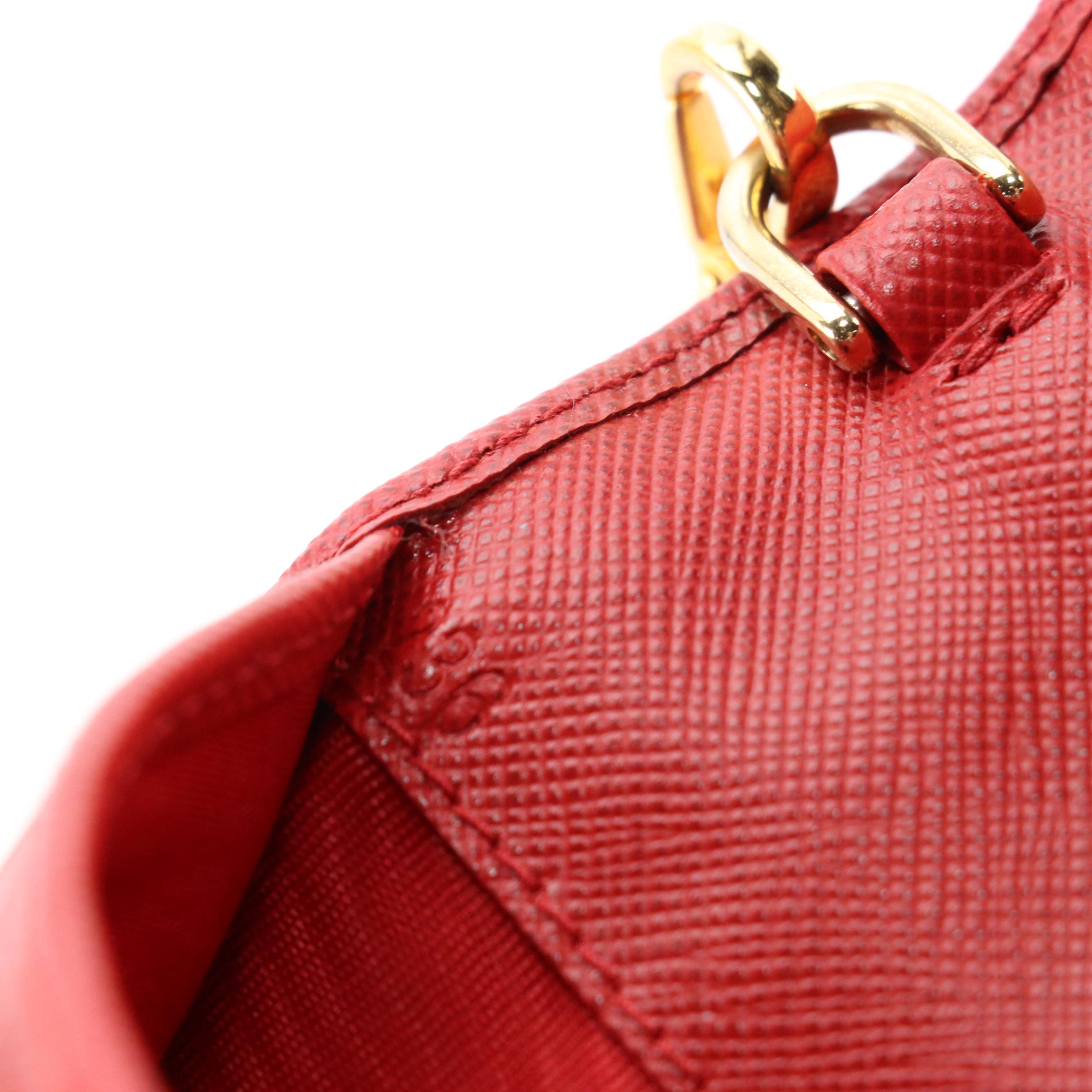 Prada Trifold Wallet Wristlet in Red Saffiano Leather