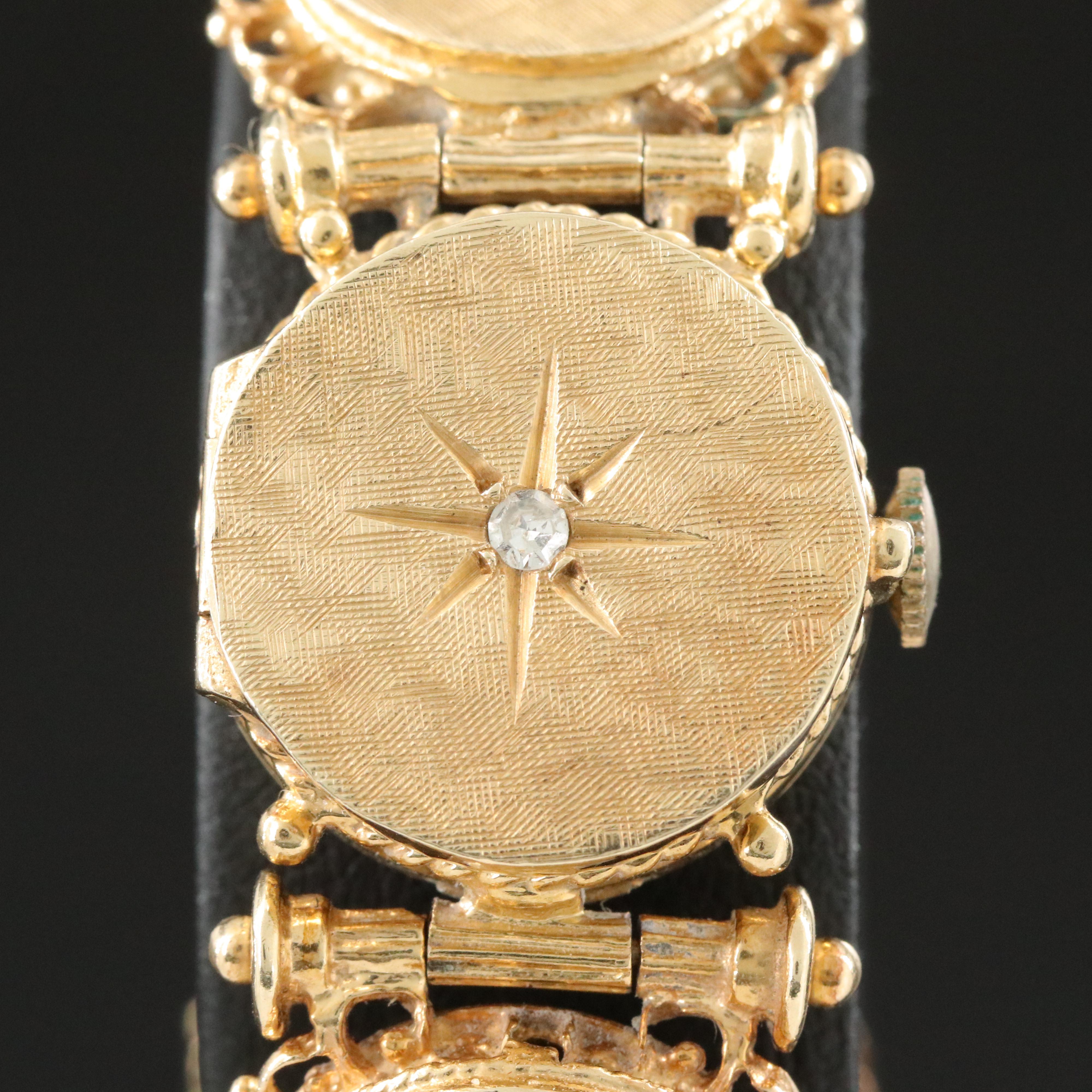Jos. Boillat Fils Diamond and Sapphire 14K Gold Hidden Watch Bracelet