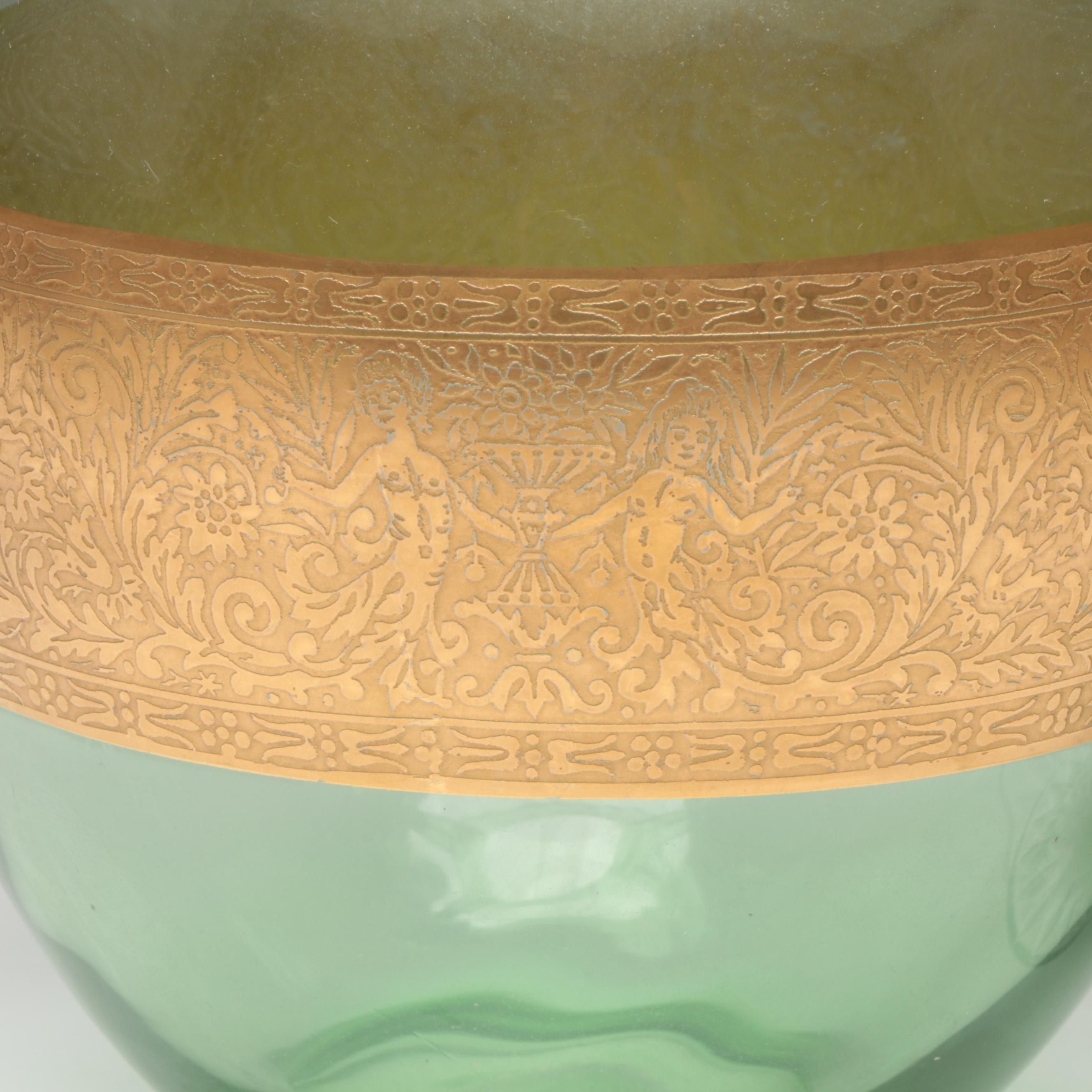 Bohemian Style Uranium Glass Vase with Dunhill Porcelain Humidor and More