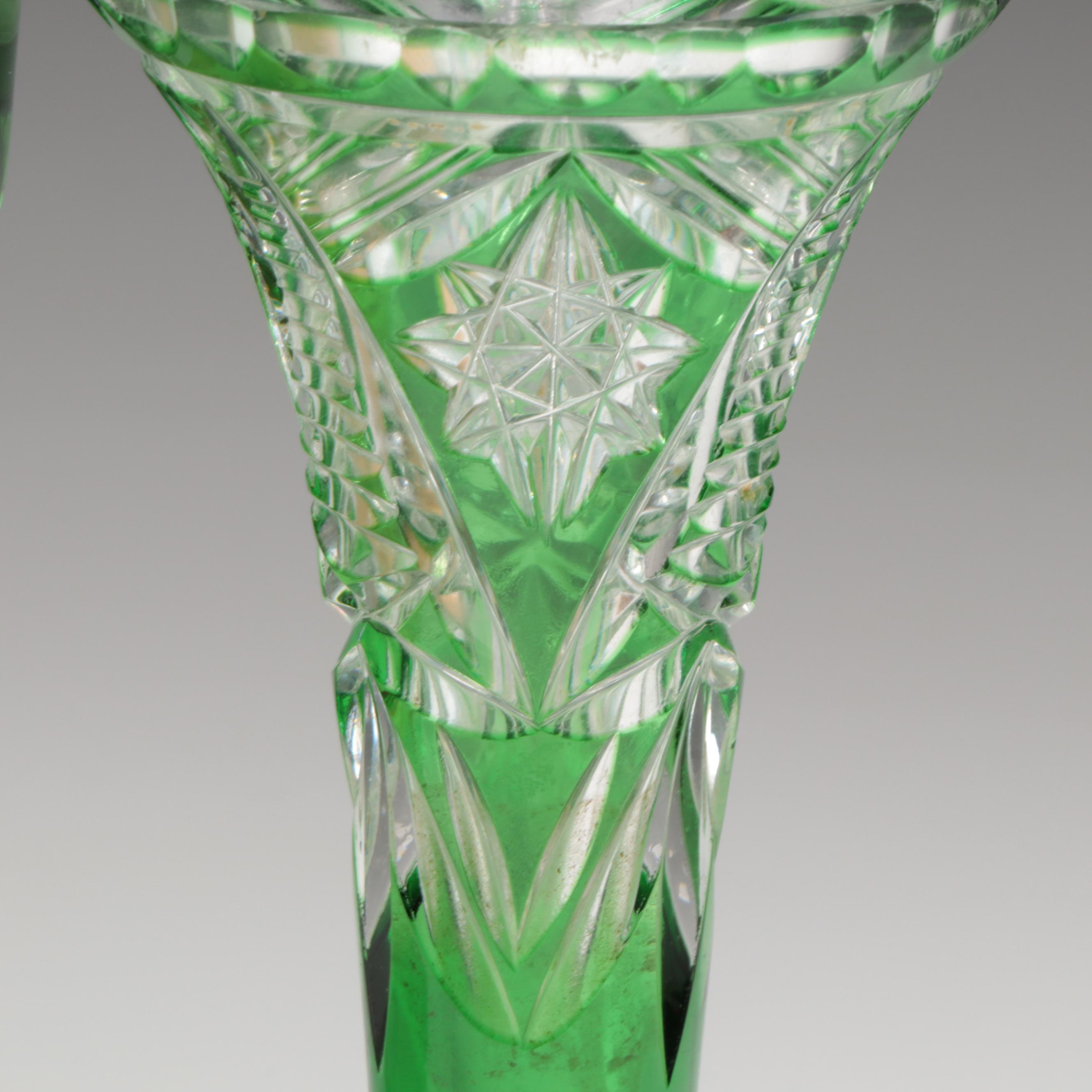 Bohemian Style Uranium Glass Vase with Dunhill Porcelain Humidor and More