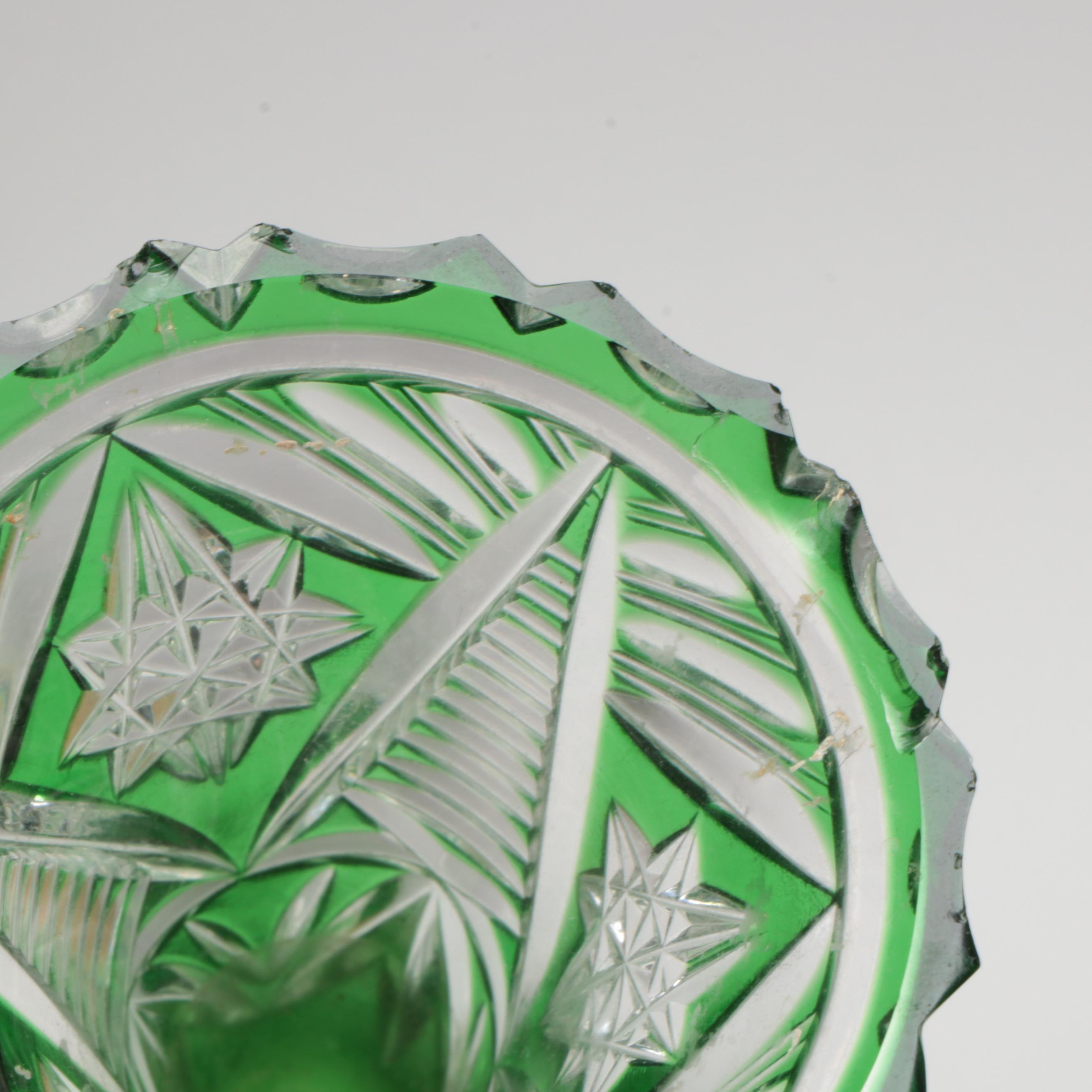 Bohemian Style Uranium Glass Vase with Dunhill Porcelain Humidor and More