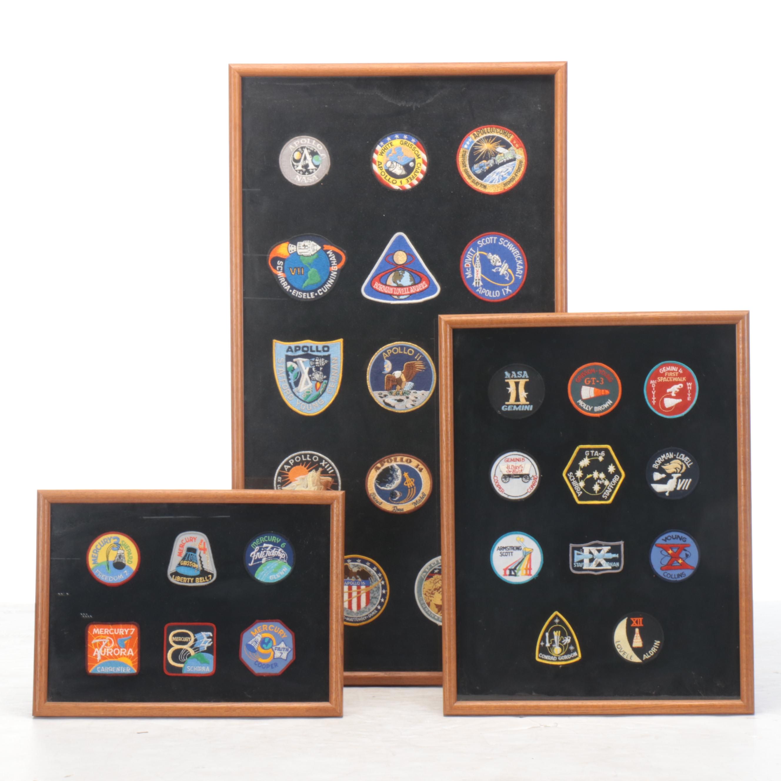 Framed Mercury, Gemini and Apollo Mission Patches