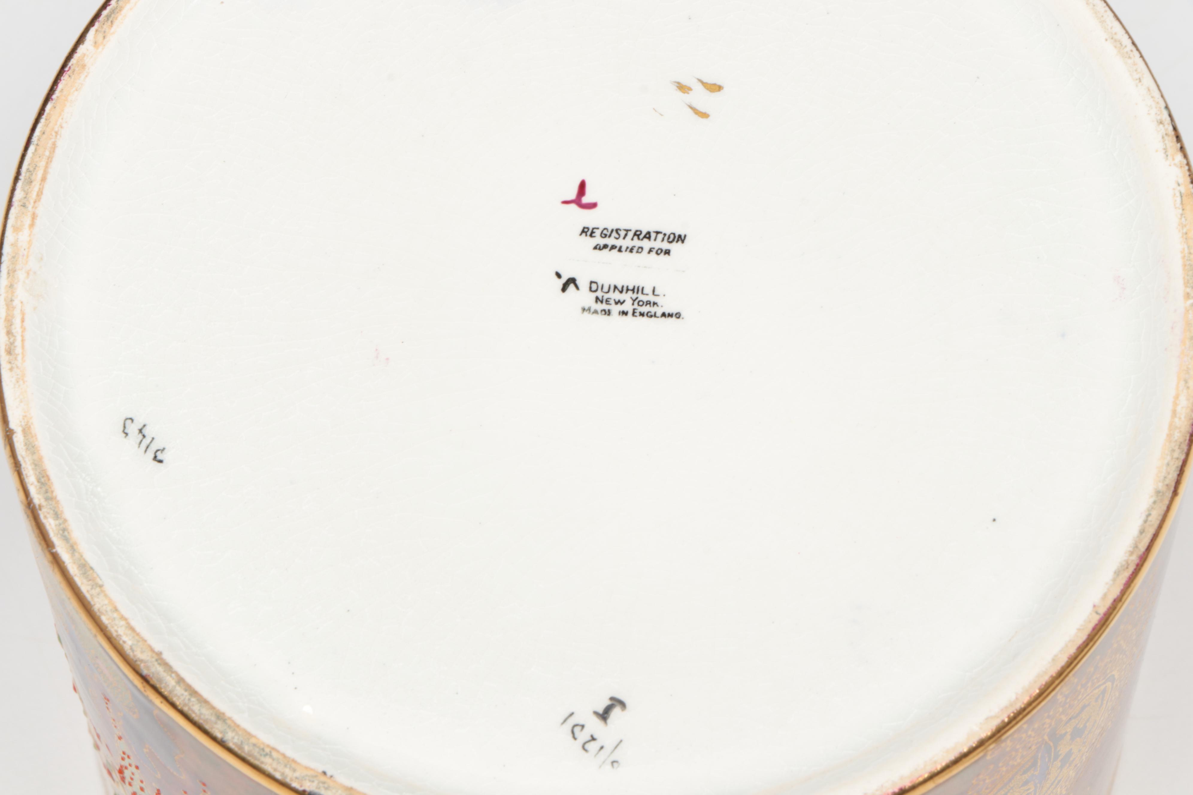 Bohemian Style Uranium Glass Vase with Dunhill Porcelain Humidor and More