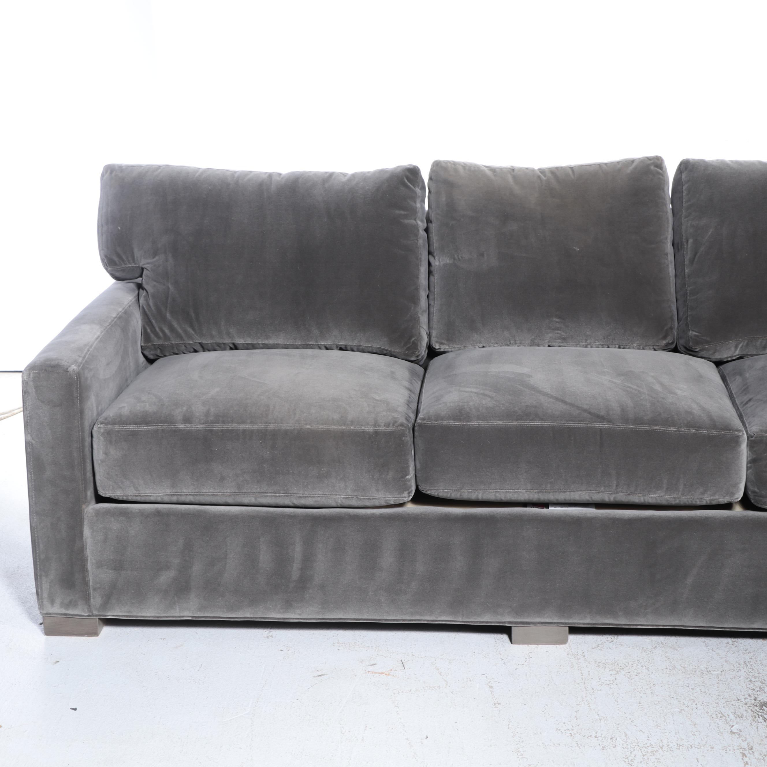 Lee Industries Contemporary Velvet Upholstered Sectional Sofa