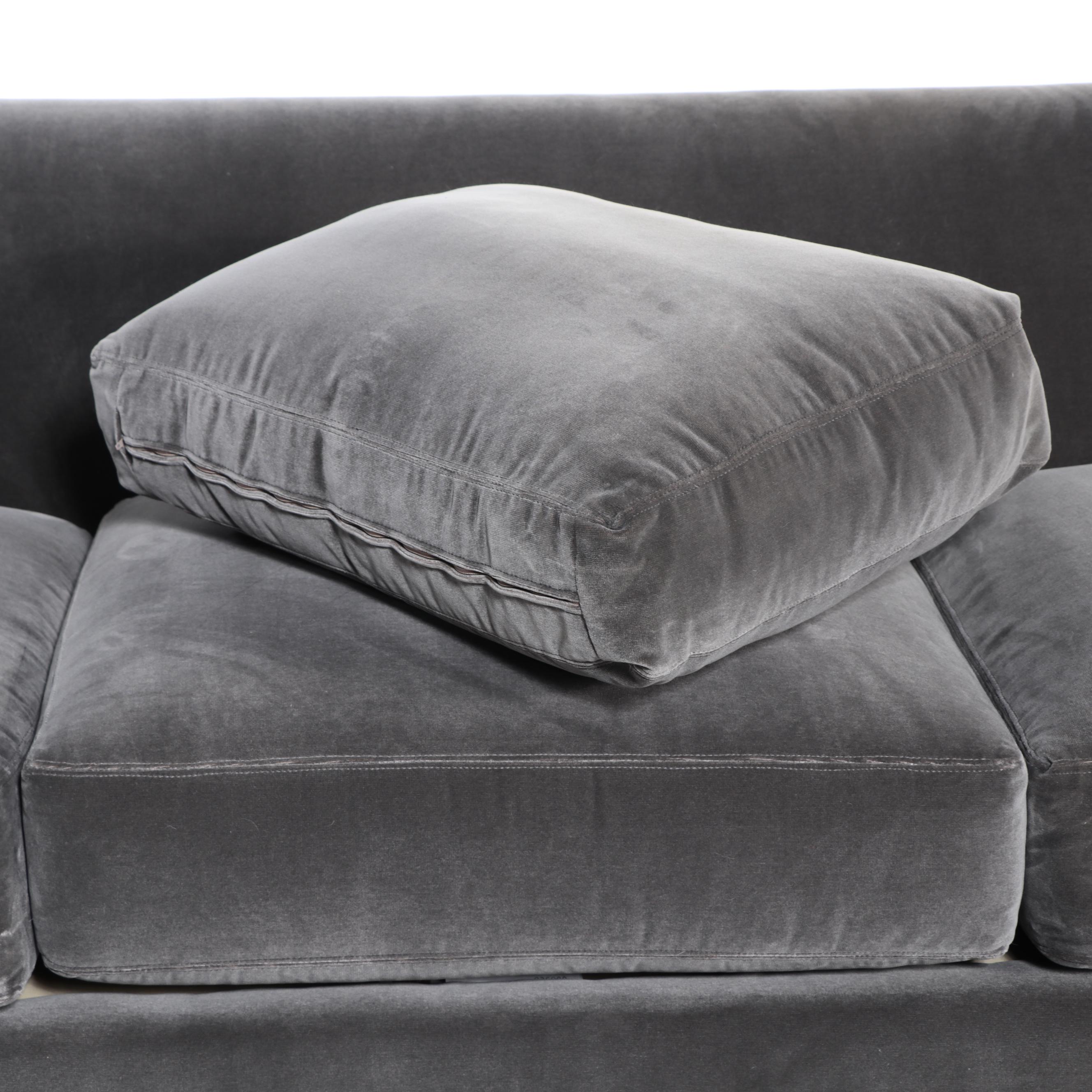 Lee Industries Contemporary Velvet Upholstered Sectional Sofa