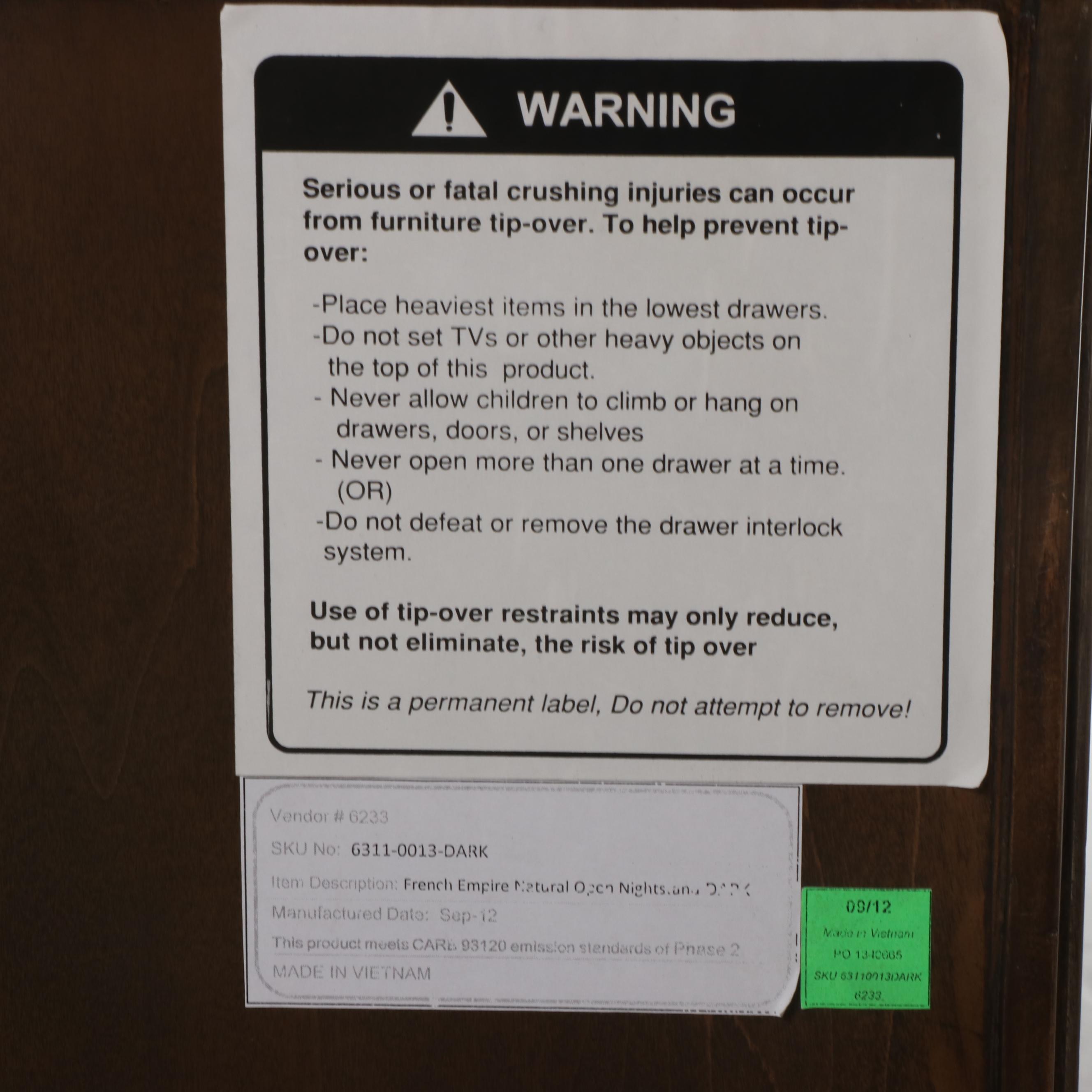 Restoration Hardware "French Empire" Hardwood Open Nightstand