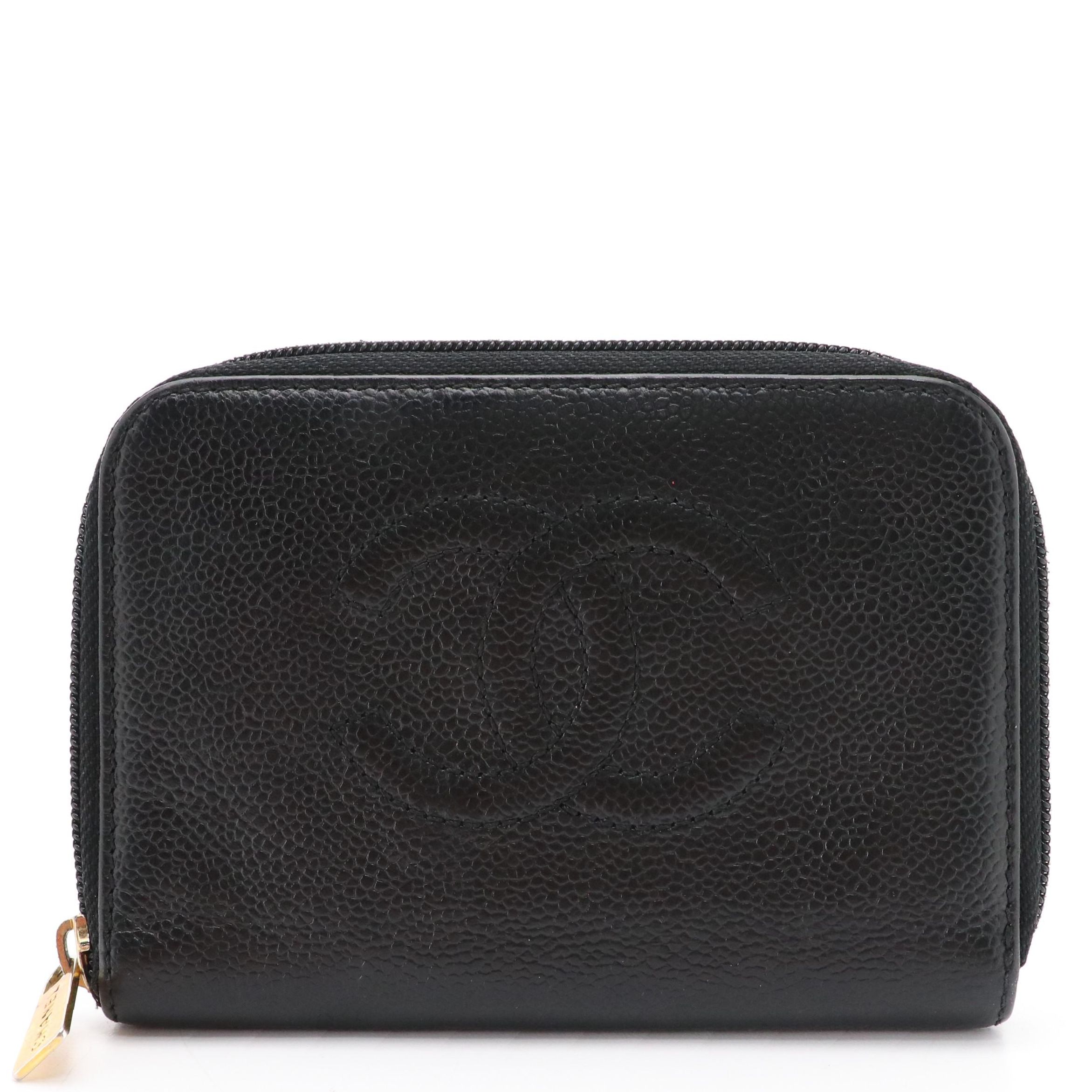 Chanel Timeless CC Zip-Around Wallet in Black Caviar Leather