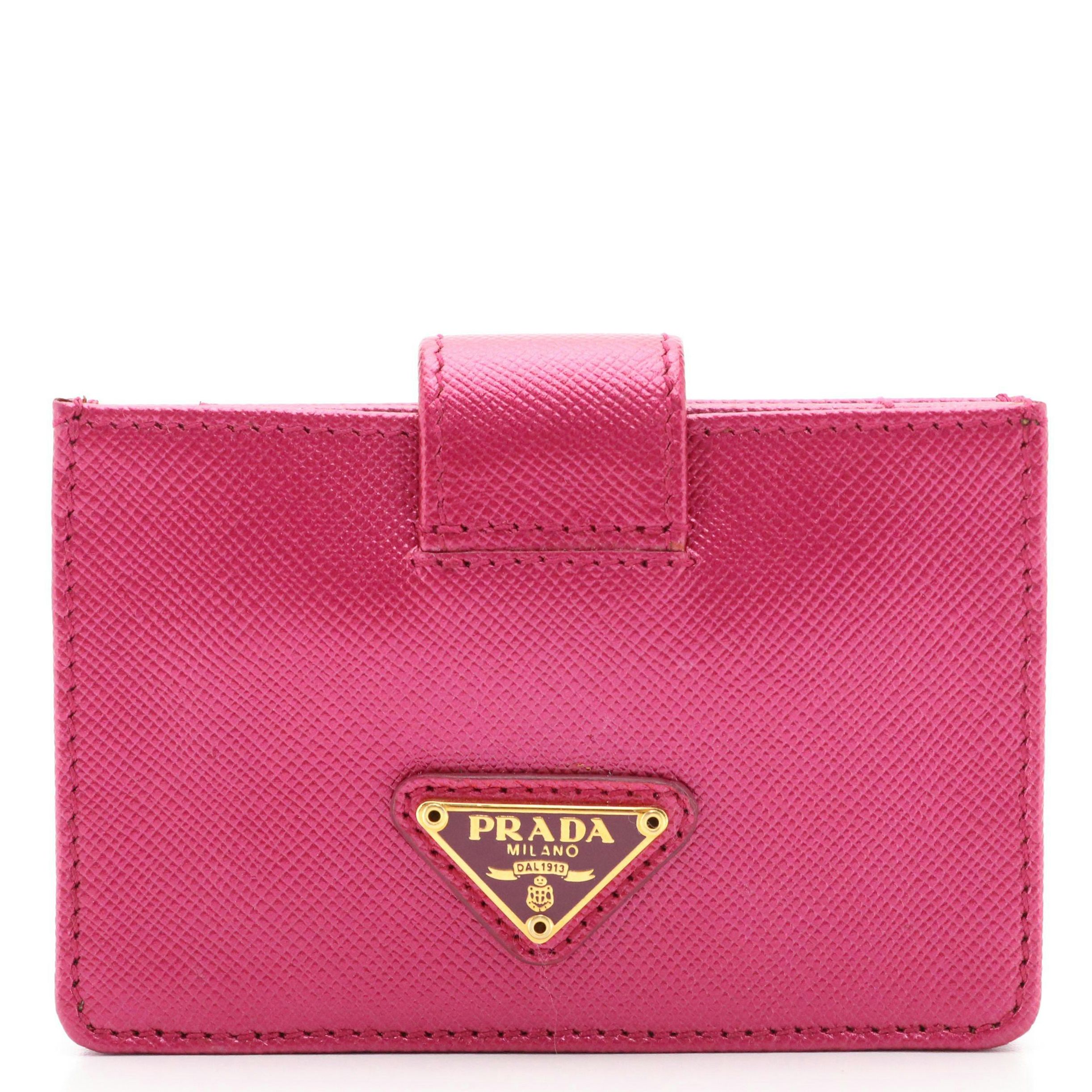Prada Card Case 1M1211 in Metallic Hibiscus Saffiano Leather with Tag and Box