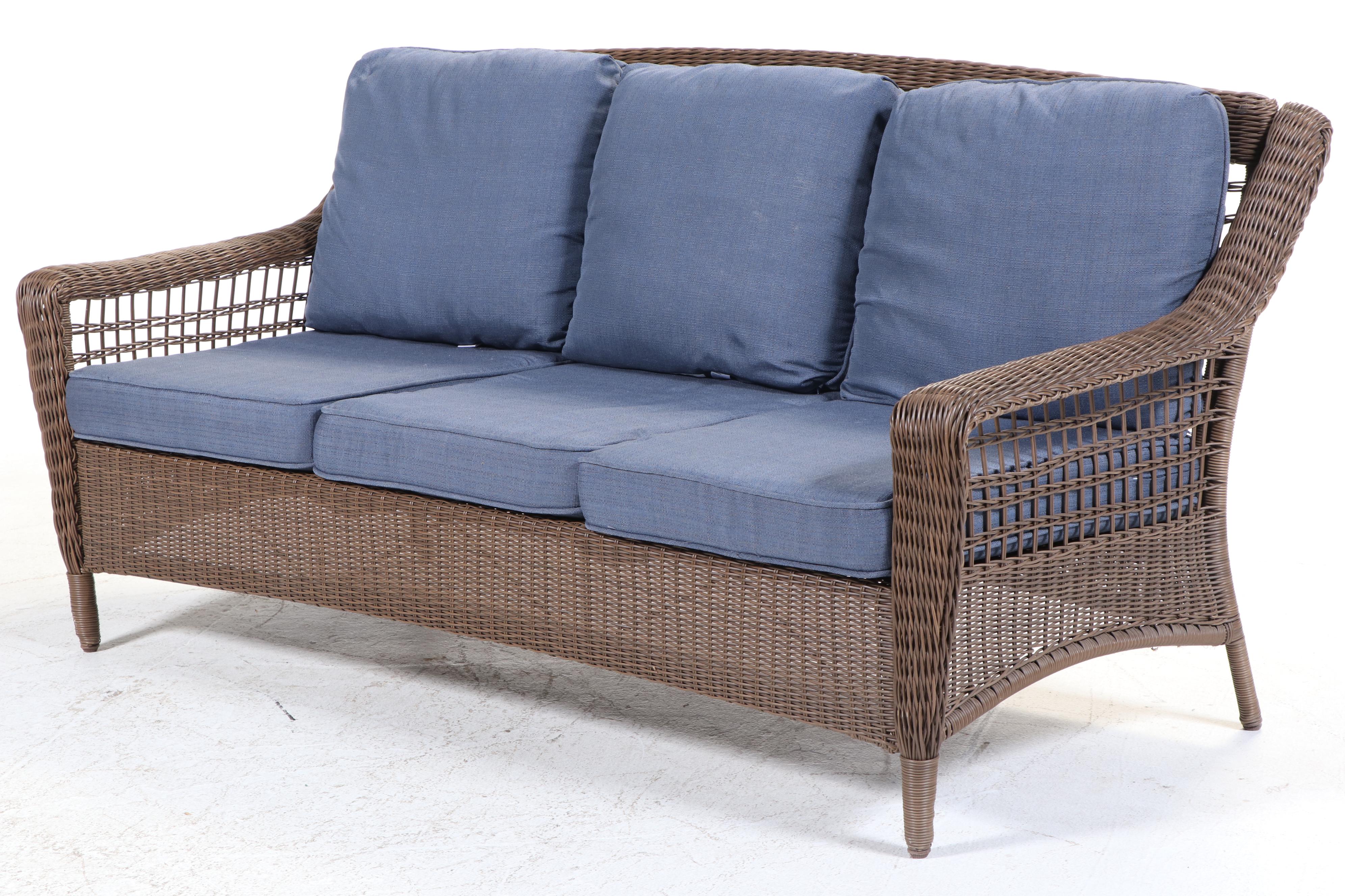 Hampton Bay Rattan Patio Sofa and Ottoman