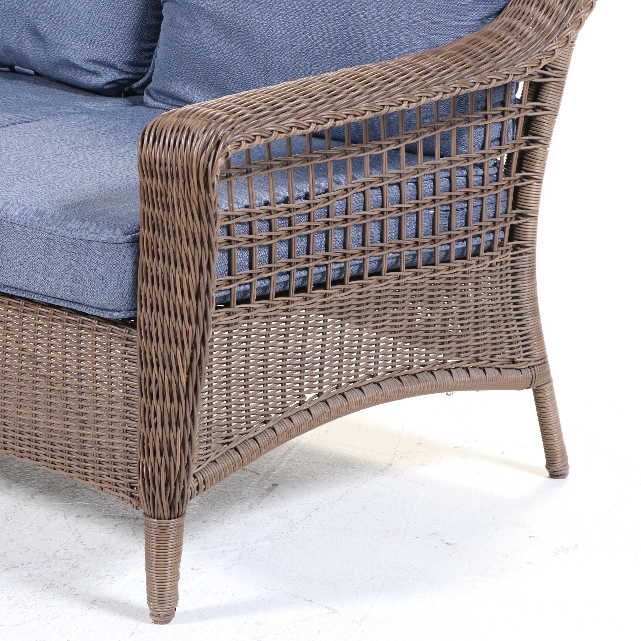 Hampton Bay Rattan Patio Sofa and Ottoman