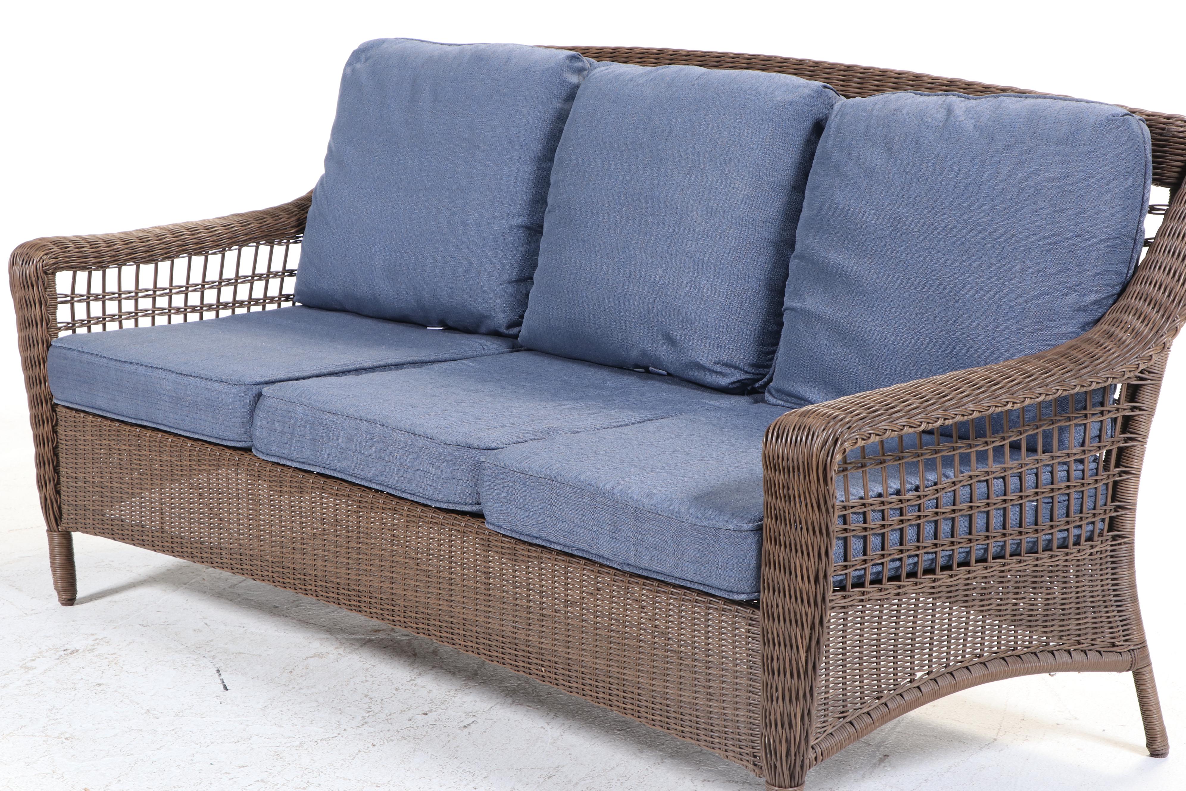 Hampton Bay Rattan Patio Sofa and Ottoman