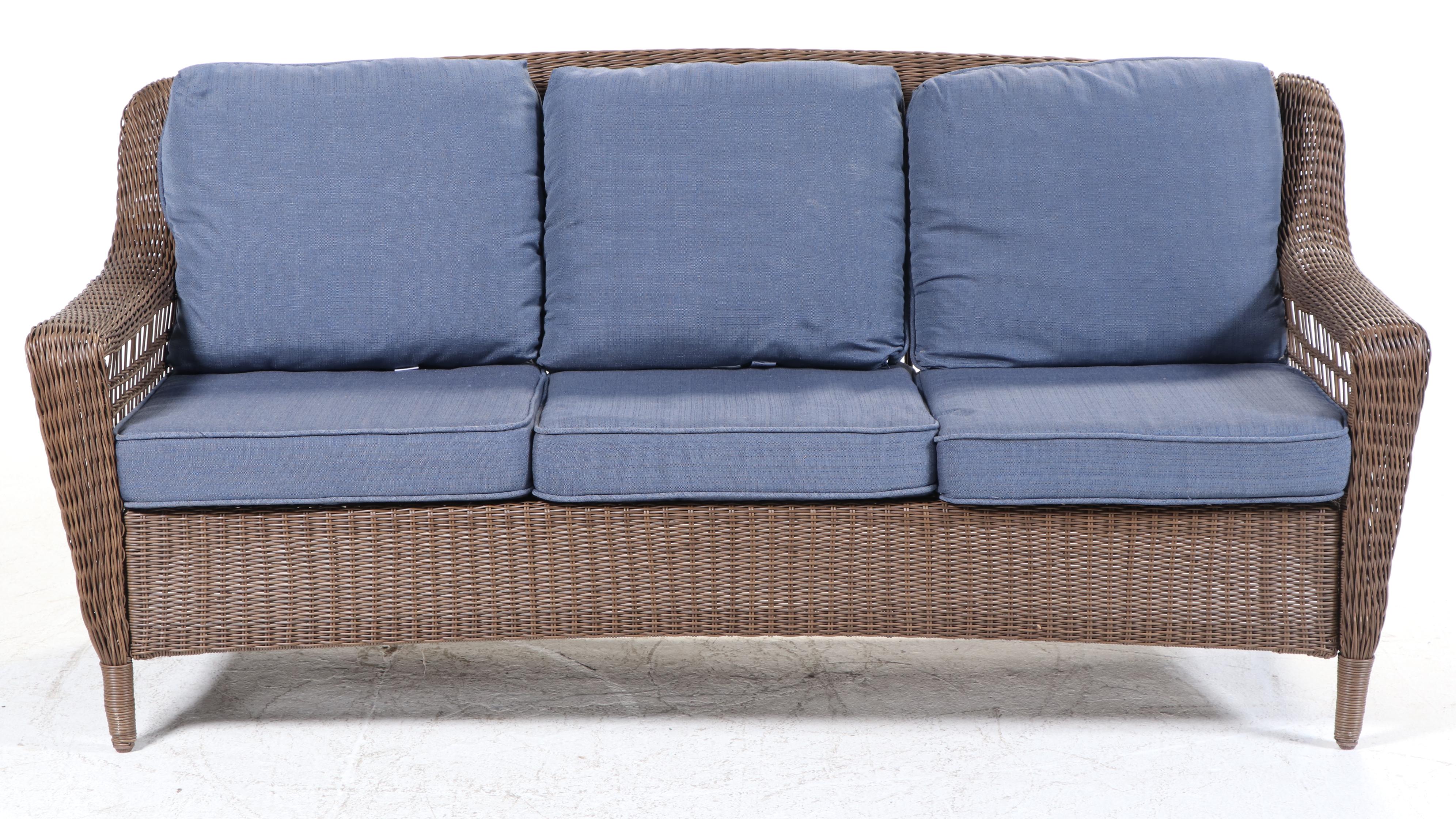 Hampton Bay Rattan Patio Sofa and Ottoman