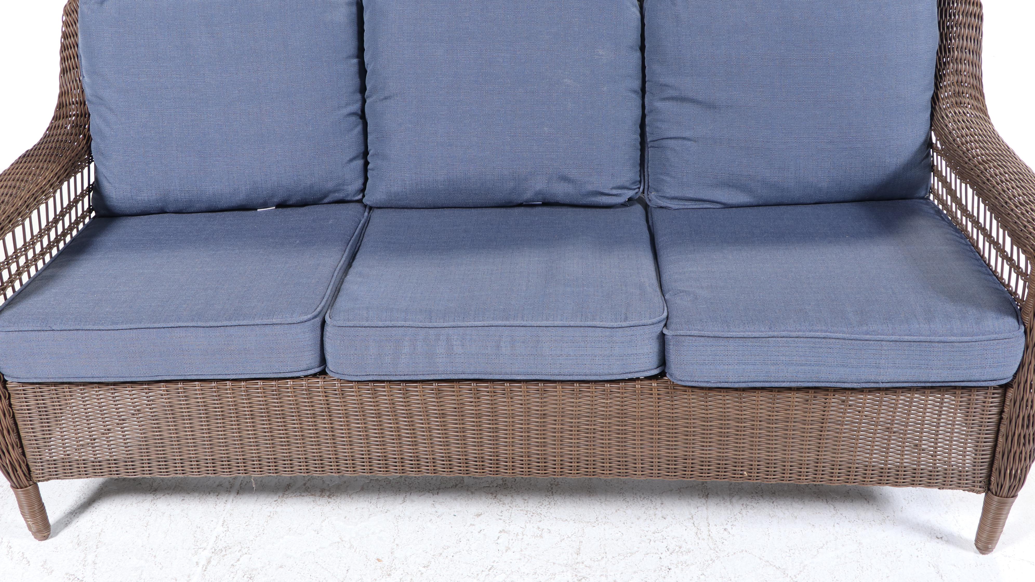 Hampton Bay Rattan Patio Sofa and Ottoman