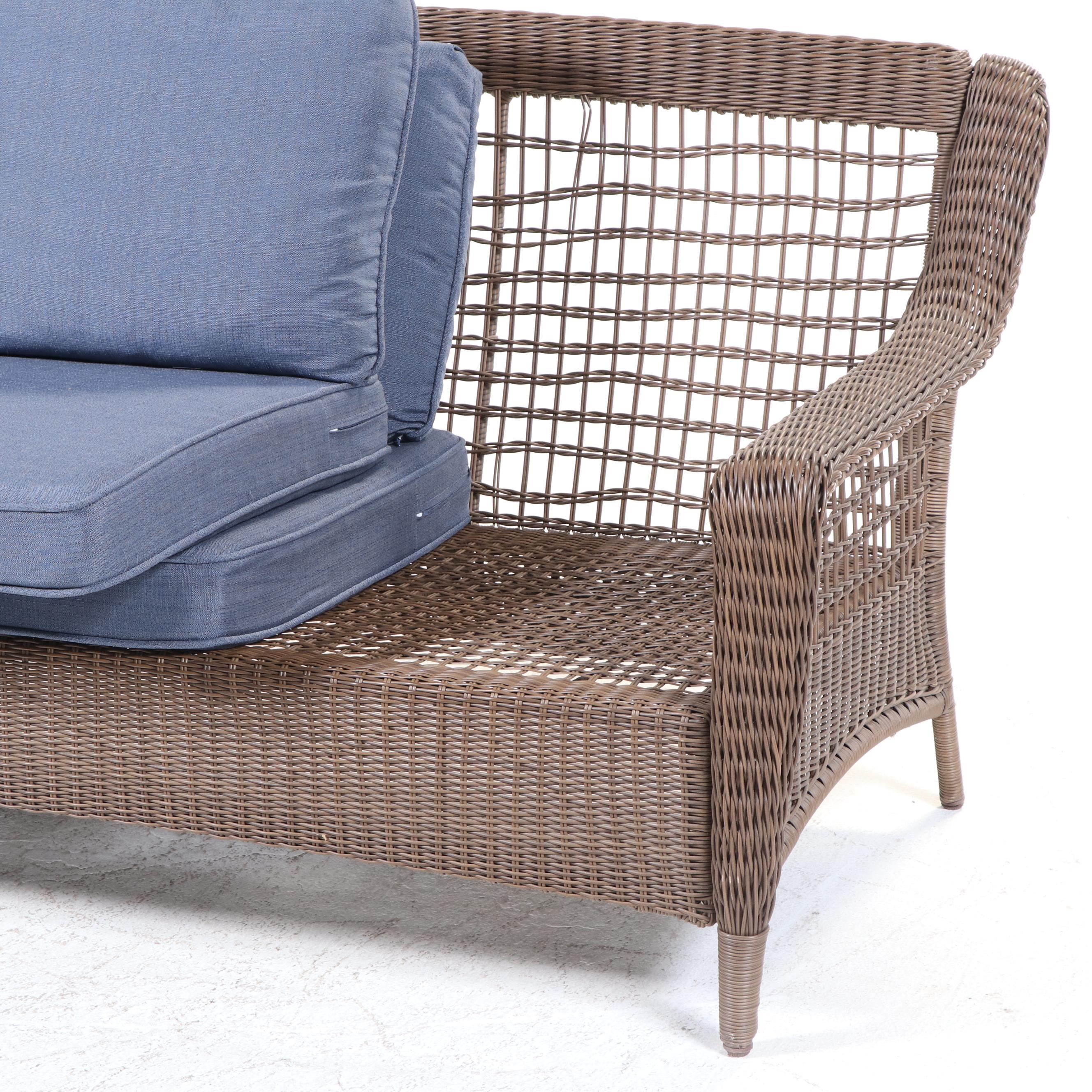Hampton Bay Rattan Patio Sofa and Ottoman