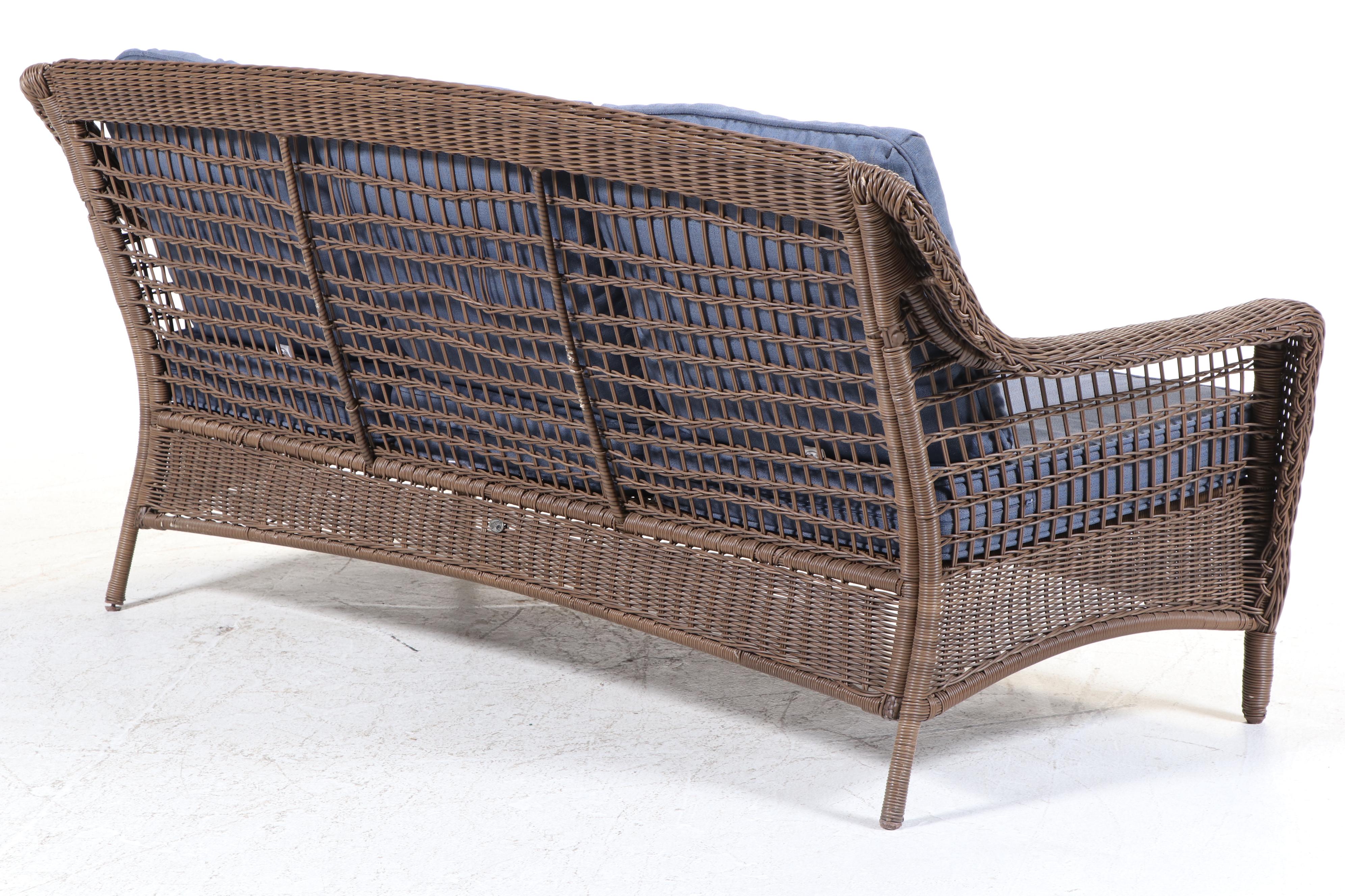 Hampton Bay Rattan Patio Sofa and Ottoman