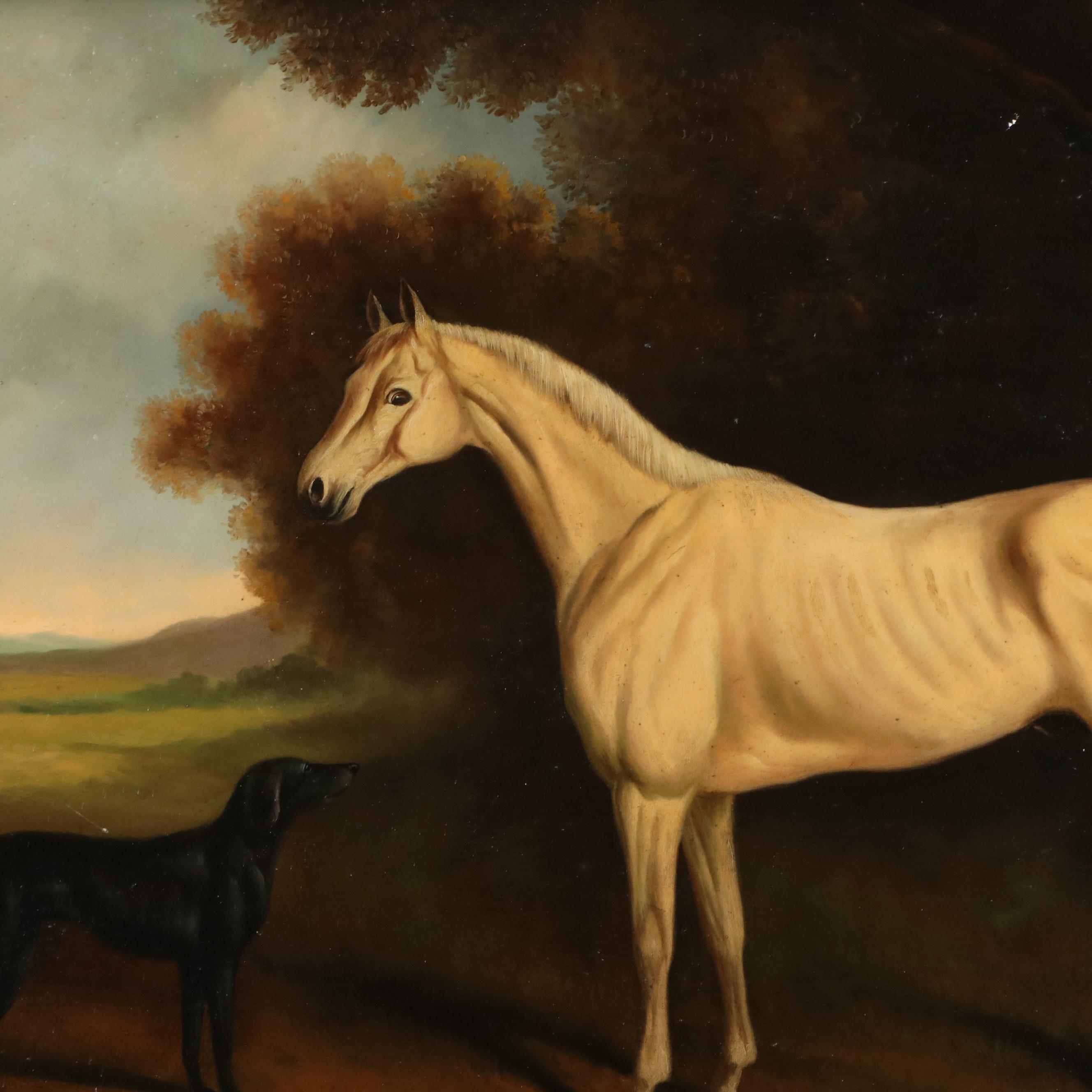 Richard Hines Equine Portrait of White Horse Oil Painting